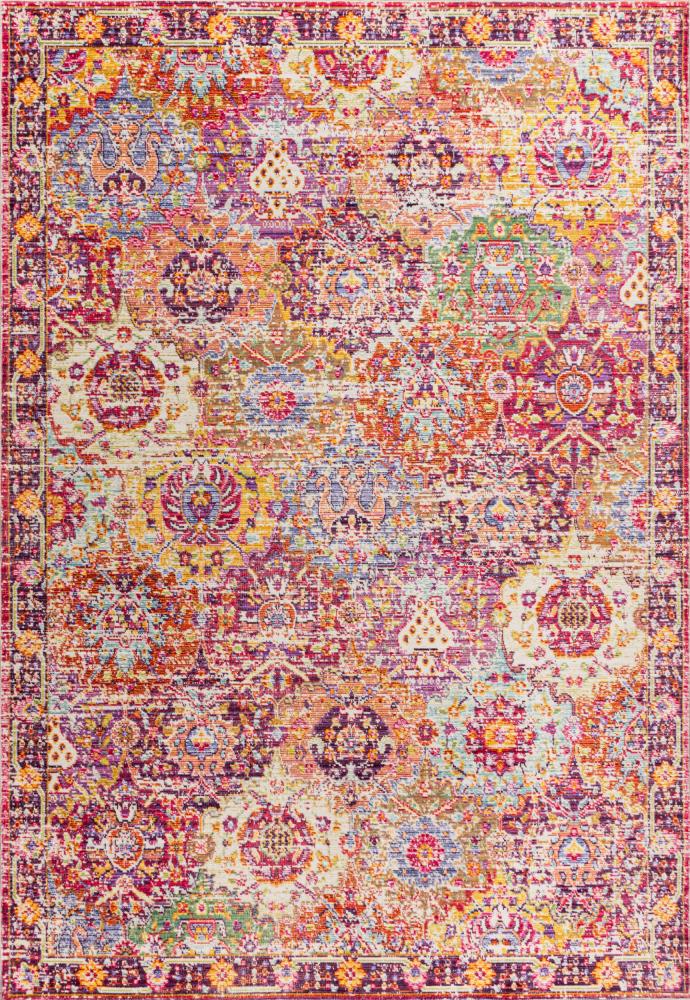 Bohemian Medallion Area Rug - Handmade Floral Design Non-Slip Vintage Rug for Living Room, Bedroom & Boho Home Decor