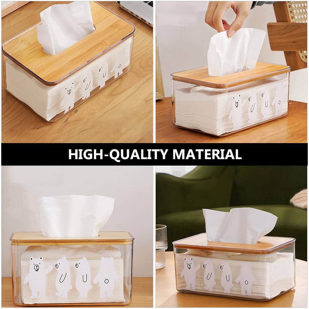 Hemoton Wooden Tissue Holder Box - 1pc Desktop Napkin & Paper Towel Storage Organizer for Bathroom, Kitchen, Office - Nordic Style Home Decor with Pump Dispenser - Perfect for Toilet Paper, Hand Towels & Pet Tissue Storage