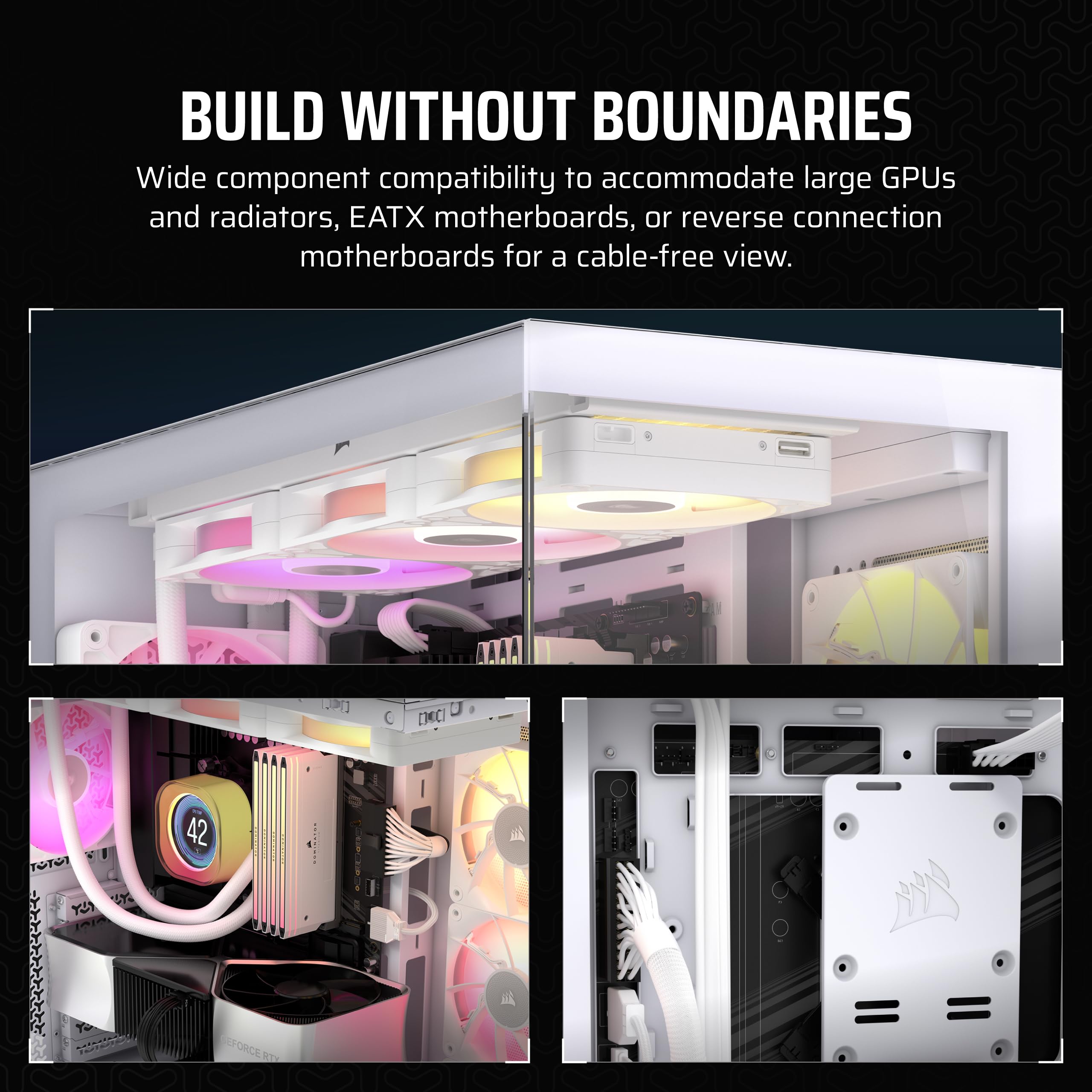 CORSAIR iCUE Link 3500X RGB Mid-Tower ATX PC Gaming Case - White with Panoramic Tempered Glass, Reverse Connection MB Compatible & 3x iCUE Link RX120 RGB Fans - Perfect for Gaming Rigs, Streaming Setups & Custom PC Builds