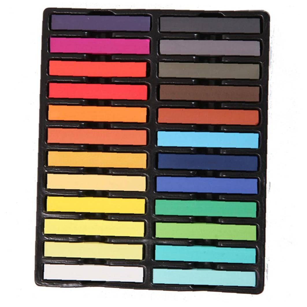 BRAVOLUNE Temporary Hair Chalk - 24 Vibrant Washable Colors for DIY Hair Dye, Pastel & Bold Shades - Non-Damaging Hair Makeup for Girls & Teens (Perfect for Parties, Halloween, Cosplay & Festivals)