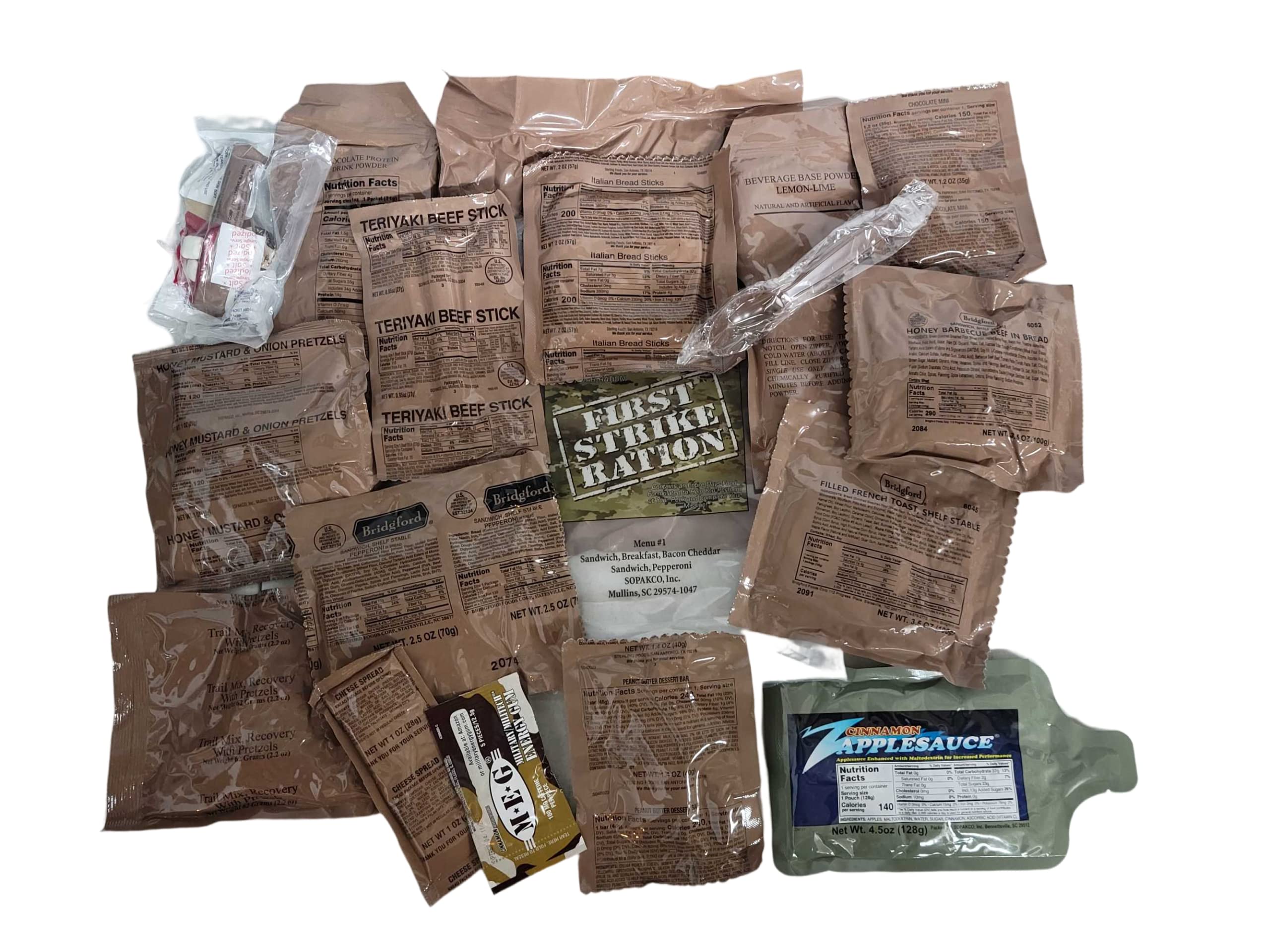 First Strike Ration MRE - 3 Meals in 1 Ration (Inspection/Test Date 06/2020) - 9 Rations per Case - Emergency Food Supply for Camping, Hiking & Survival Preparedness