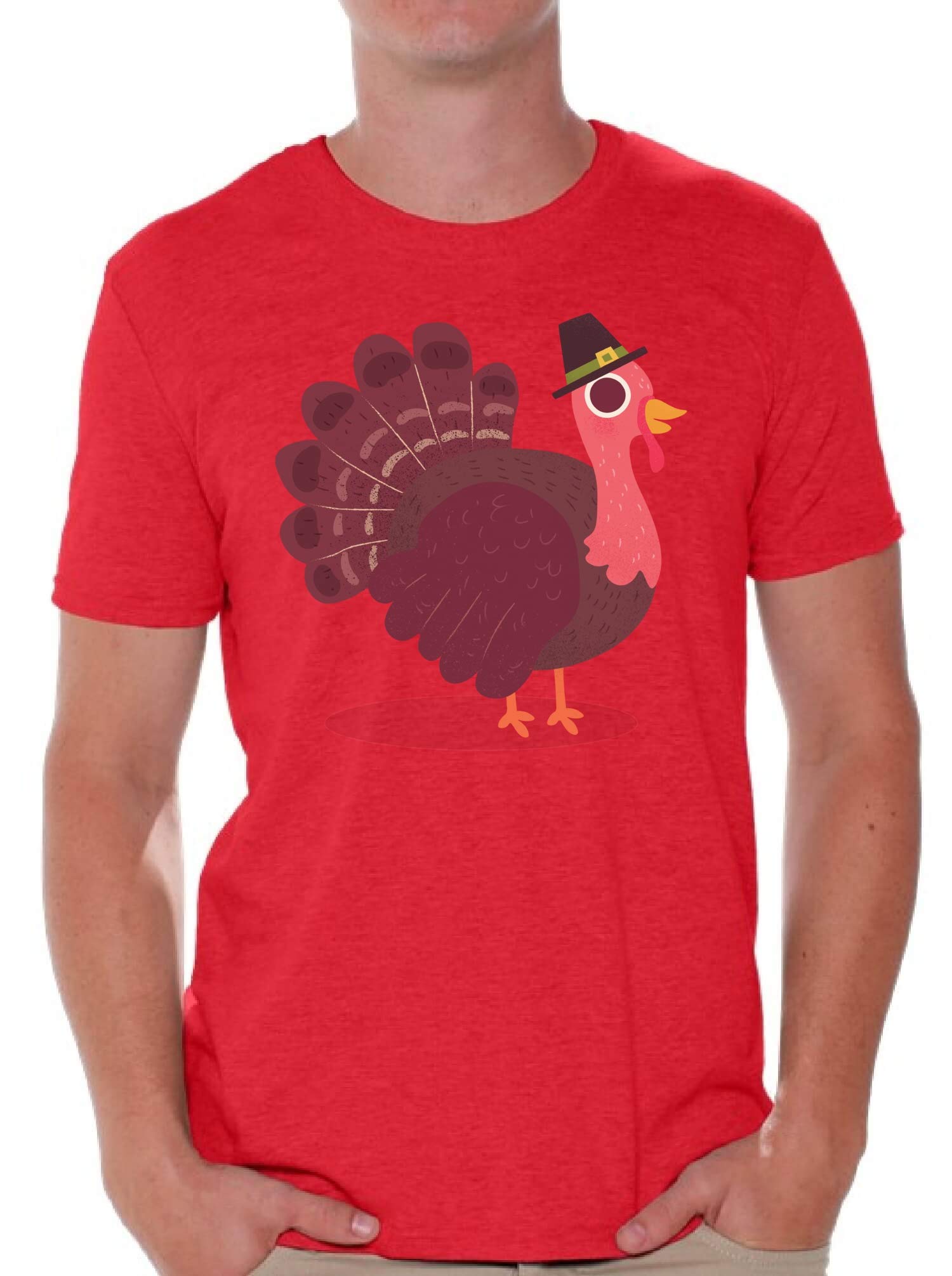 Funny Thanksgiving T-Shirt for Men - Pink Turkey Graphic Novelty Shirt | Holiday Party, Family Gathering & Turkey Day Outfit