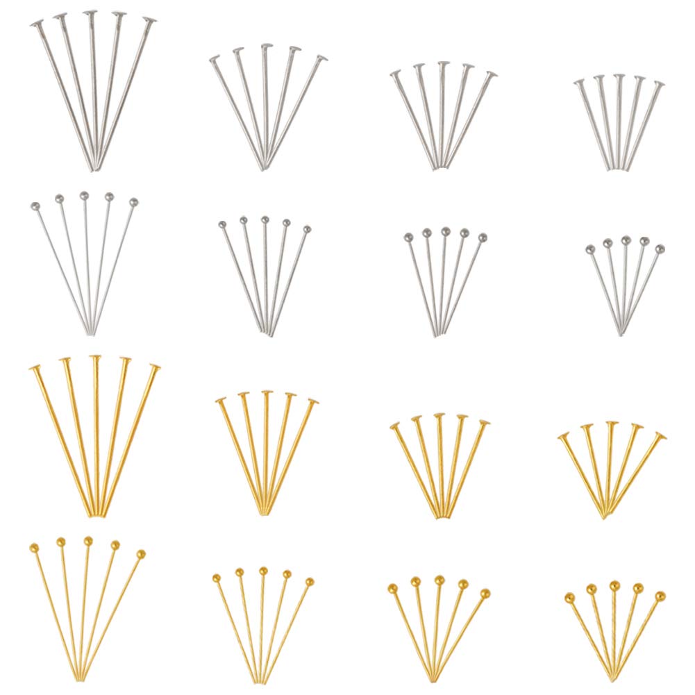 1600Pcs/Box Iron Flat Head Pins & Brass Ball Head Pins Set - Gold & Silver DIY Jewelry Making Needles for Beading, Crafting, Earrings & Necklace Accessories Wholesale - Perfect for Jewelry Designers, Craft Enthusiasts & Small Business Owners