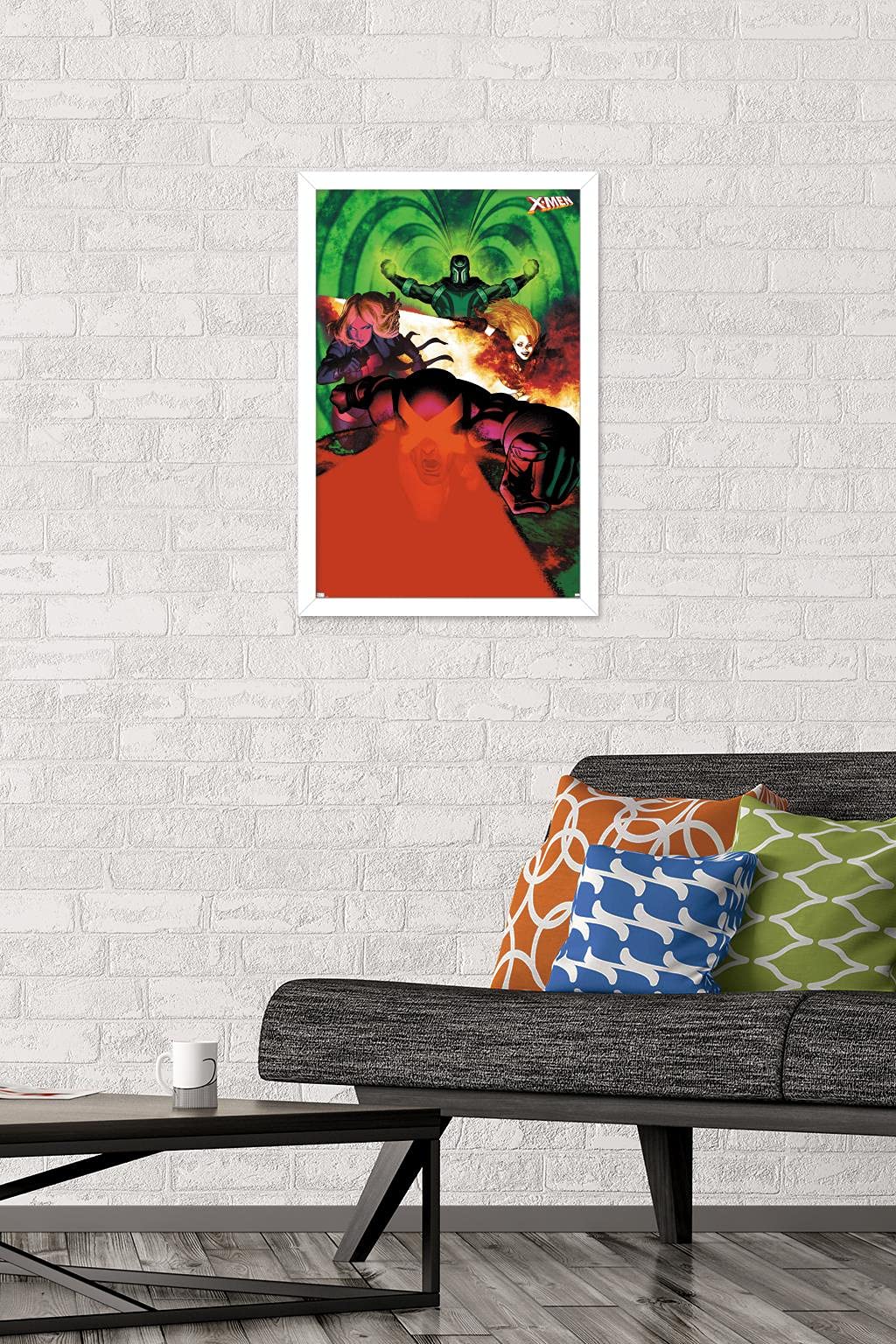 Marvel X-Men Emma Frost Magneto Magik Cyclops Wall Poster 22.4x14.7 Inch White Framed - Superhero Decor for Bedroom, Office & Comic Book Fan Gifts