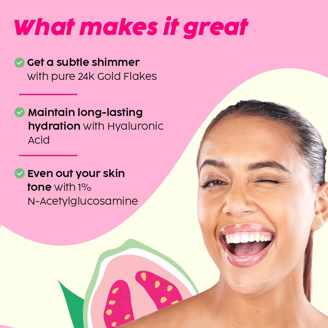 PLIX 24K Guava Gold Serum with Vitamin C & Hyaluronic Acid - Brightening Face Serum for Glowing Skin, Reduces Wrinkles & Photoaging, 2-in-1 Primer & Moisturizer (30ml) - Perfect for Daily Skincare Routine & Makeup Prep
