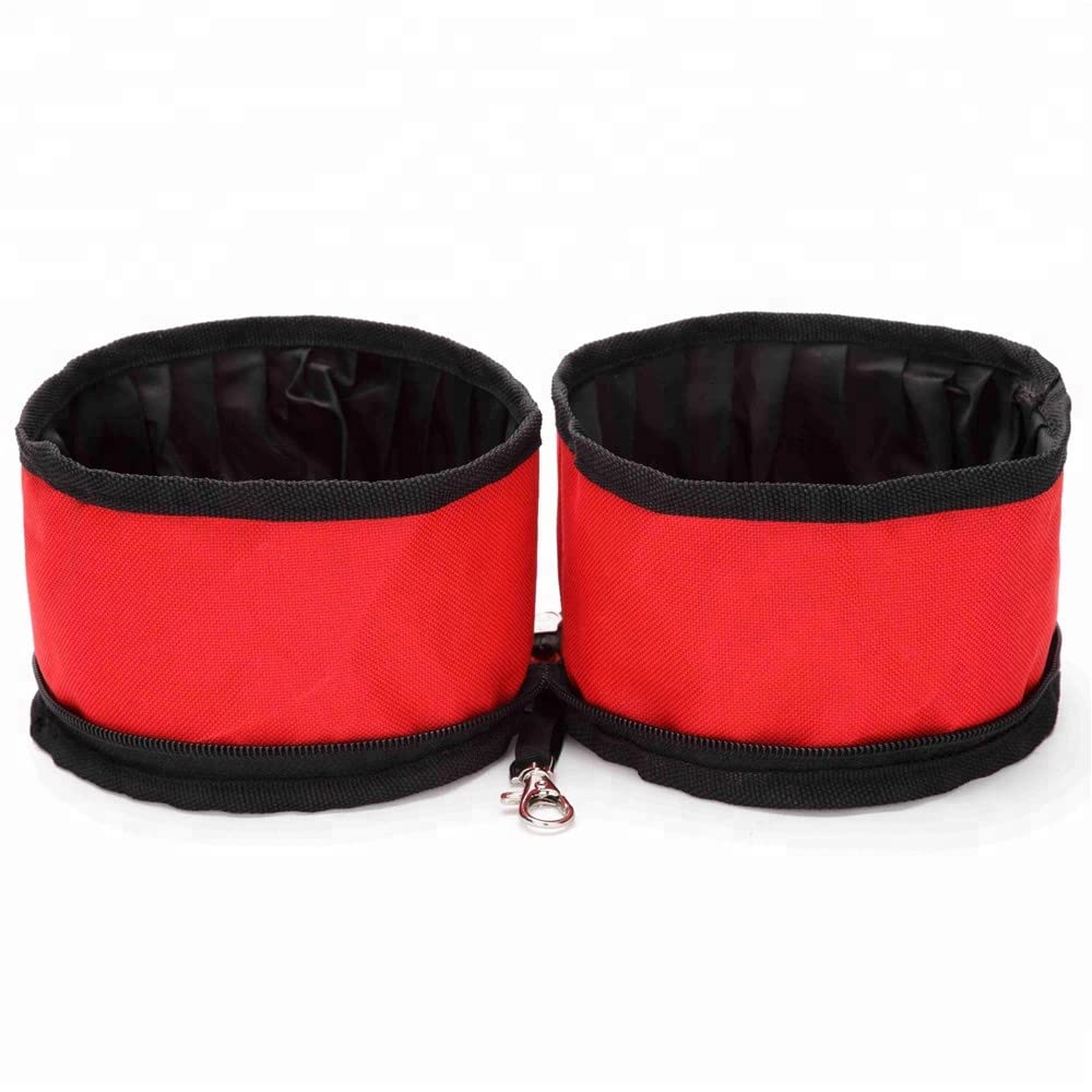 Collapsible Portable Pet Bowl for Dogs & Cats - Lightweight Travel Dog Bowl - Foldable Silicone Food & Water Dish - Perfect for Hiking, Camping & Outdoor Adventures (Red)