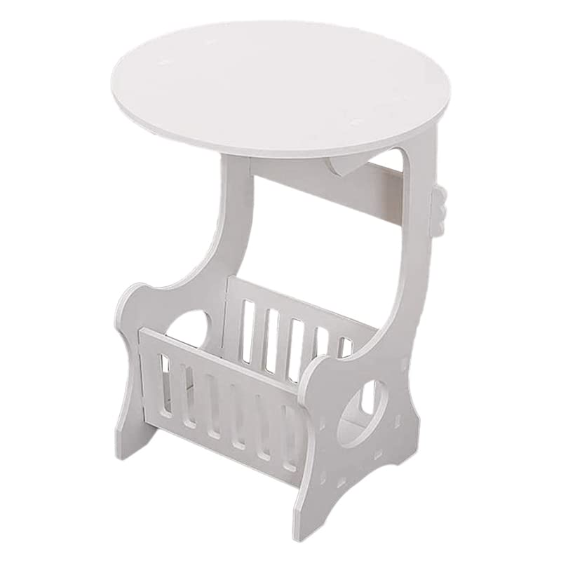 Modern White Round Nightstand - European Style Bedside Table for Bedroom, Living Room & Coffee Table - Compact Mini Small Round Table with Creative Simple Design - Perfect for Small Spaces, Apartments & Dorm Rooms