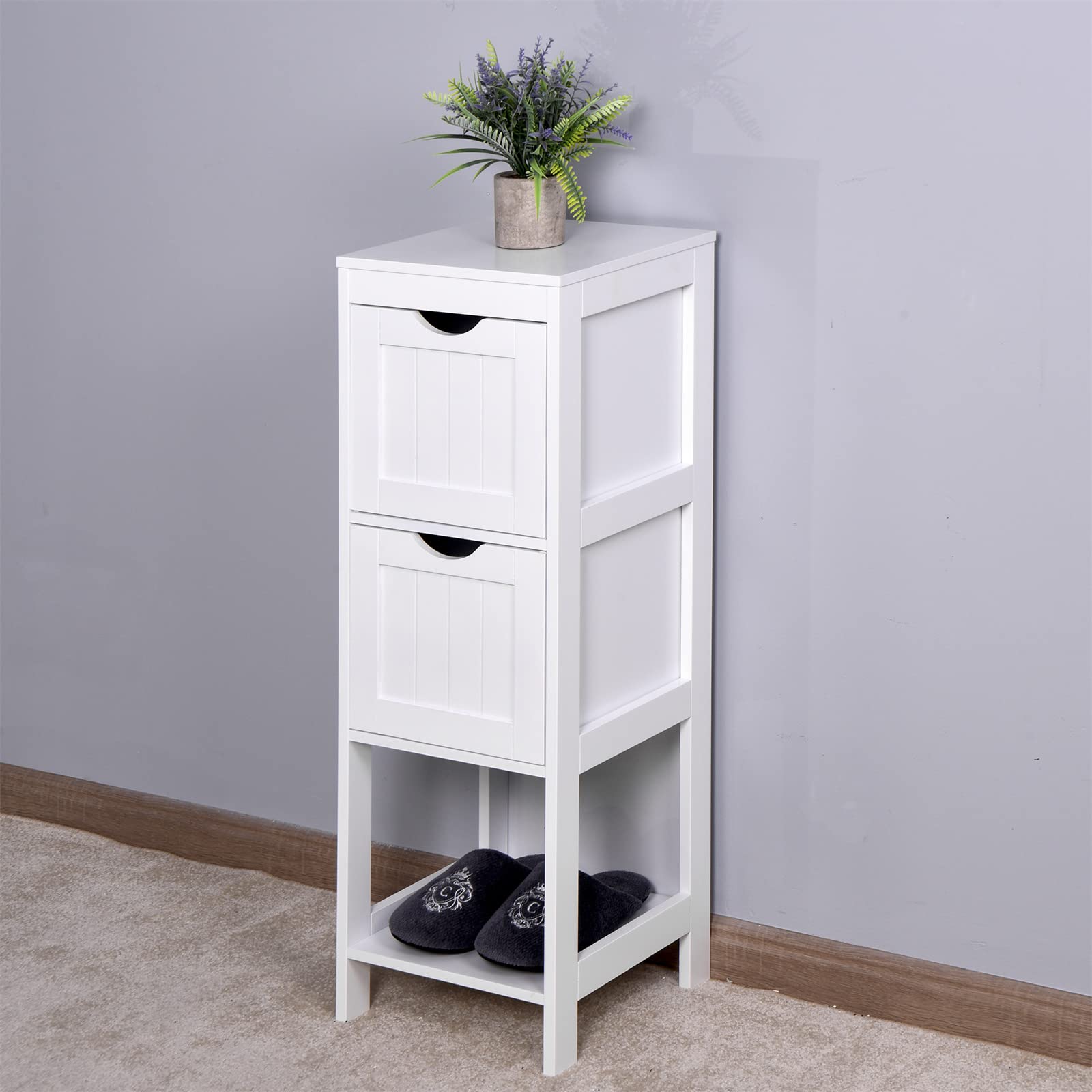 Freestanding Bathroom Storage Cabinet with 2 Drawers - Organizer for Bathroom, Living Room, Kitchen & Entryway | Space-Saving Home Storage Solution for Towels, Toiletries & Household Items