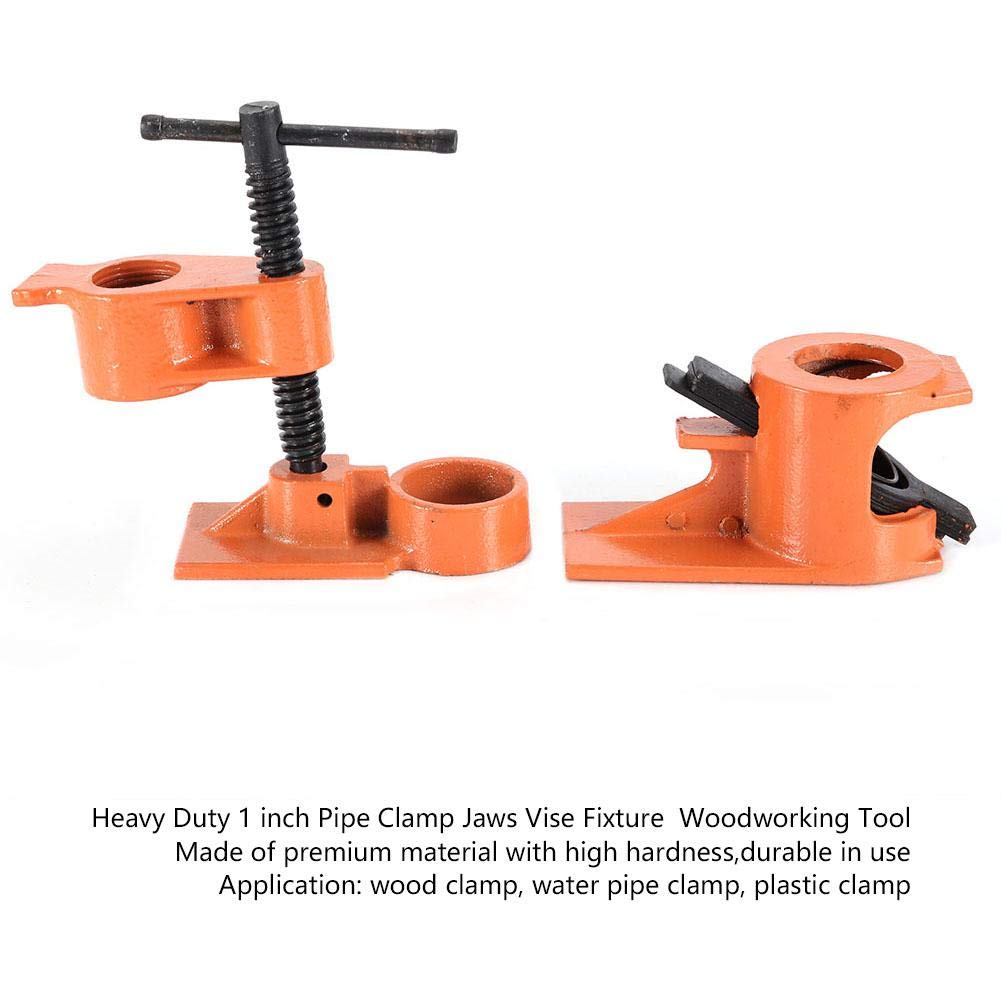 1 Inch Cast Steel Pipe Clamp Set - Heavy Duty Woodworking Vise Fixture with Jaws for Water Pipe & Plastic Clamps | Perfect for DIY Projects, Woodworking Enthusiasts & Home Improvement Tasks (Wood Clamping, Plumbing Repairs, Workshop Use)