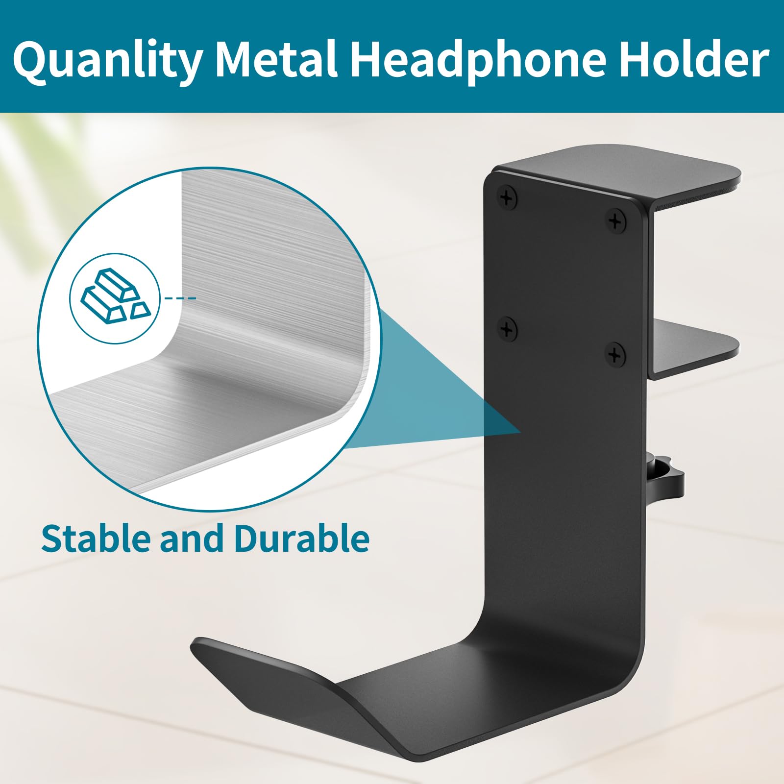 Clamp-On Under Desk Headphone Holder & Backpack Hook - Space Saving Headset Hanger for PC Gaming, Office & Home Use - Perfect for Organizing Headsets, Bags & Accessories
