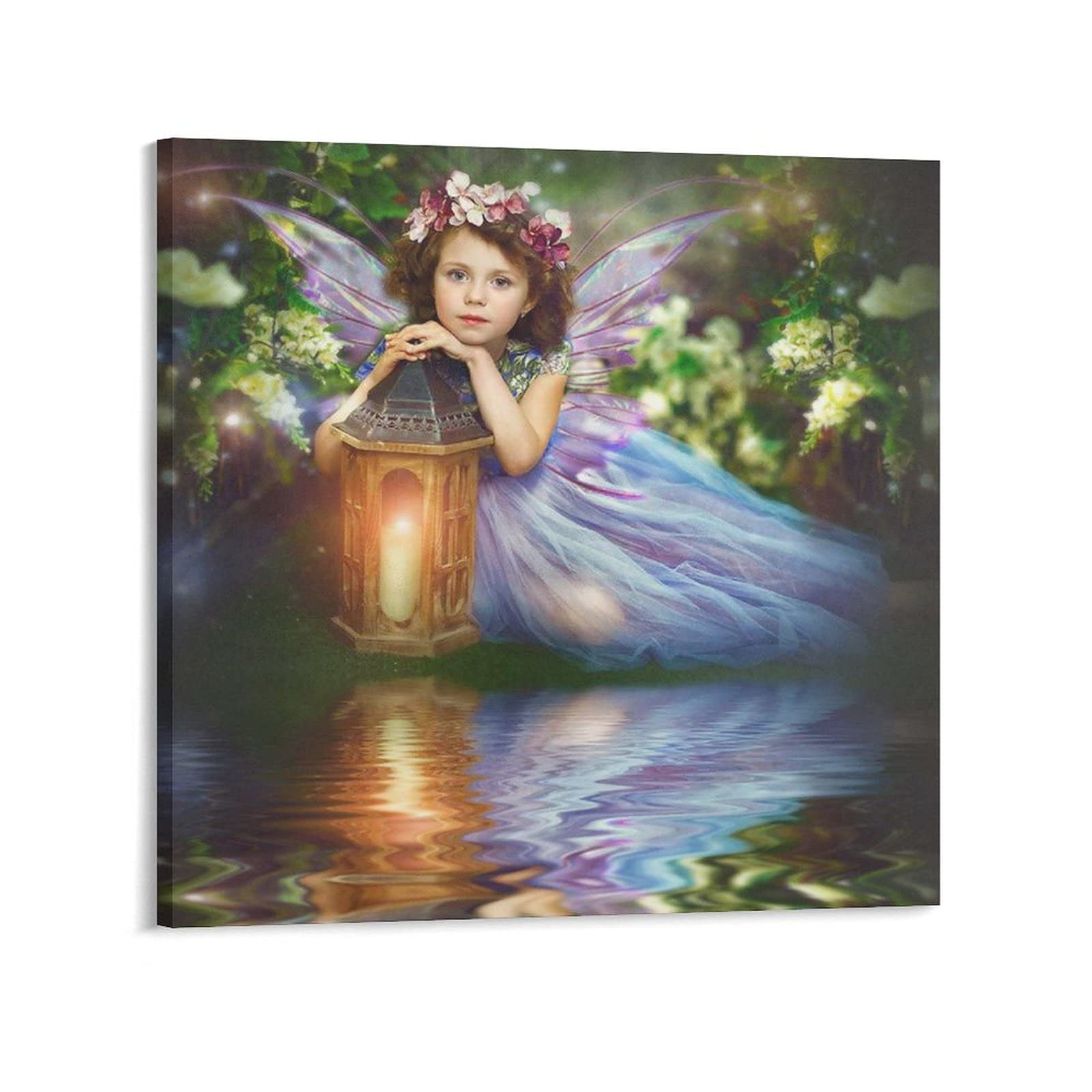 Fairy Forest Wall Art - Aesthetic Canvas Poster for Room Decor, TV Photo Backdrop, Modern Home Decor Gift (28x28in/70x70cm, Framed/Unframed) - Perfect for Living Room, Bedroom, Nursery & Office Decor