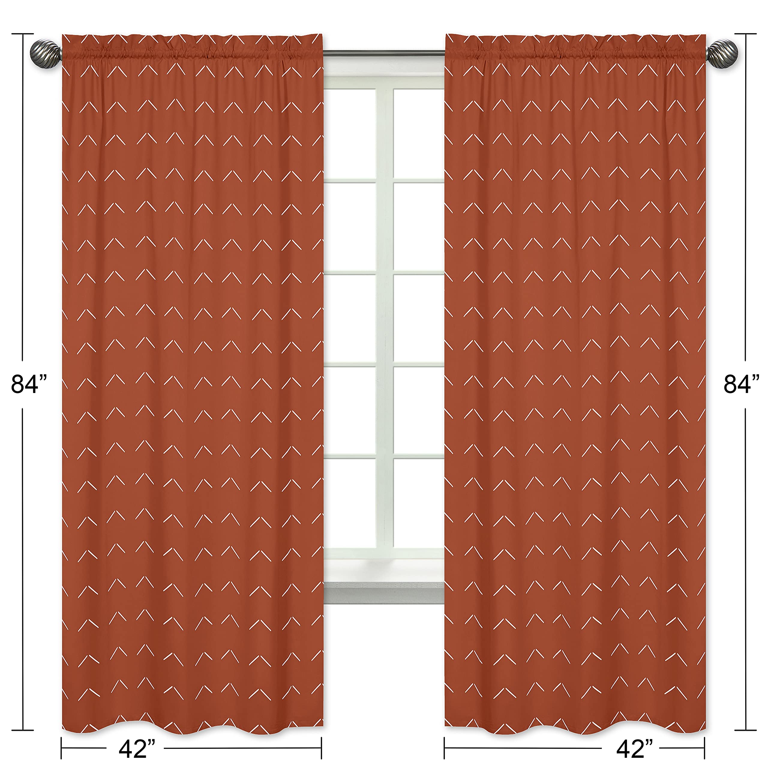 Sweet Jojo Designs Boho Arrow Window Curtain Panels - Set of 2 in Ivory, Burnt Orange & Rust - Farmhouse Southwest Shabby Chic Tribal Bohemian Style for Living Room, Bedroom & Nursery Decor