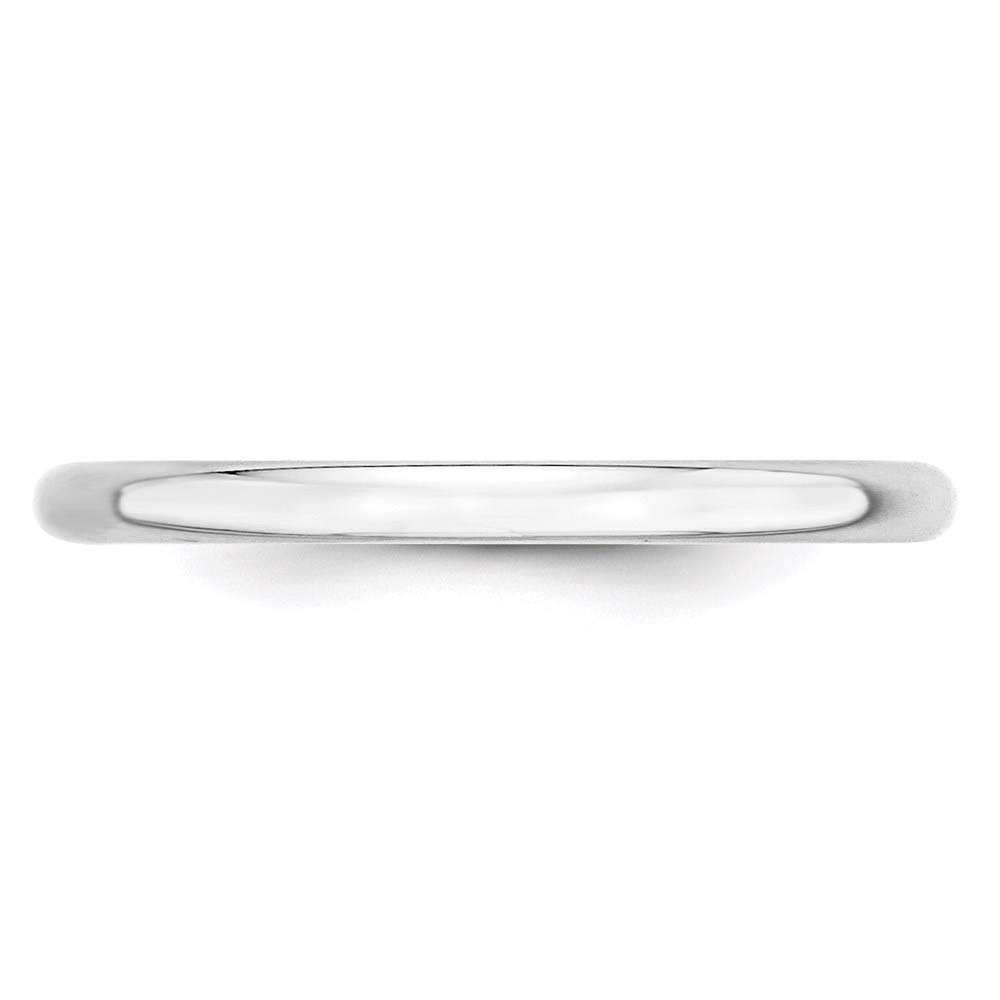 10K White Gold 2mm Lightweight Half Round Wedding Band Ring - Dainty Bridal Engagement Ring for Women - Perfect Anniversary Gift & Everyday Jewelry for Her