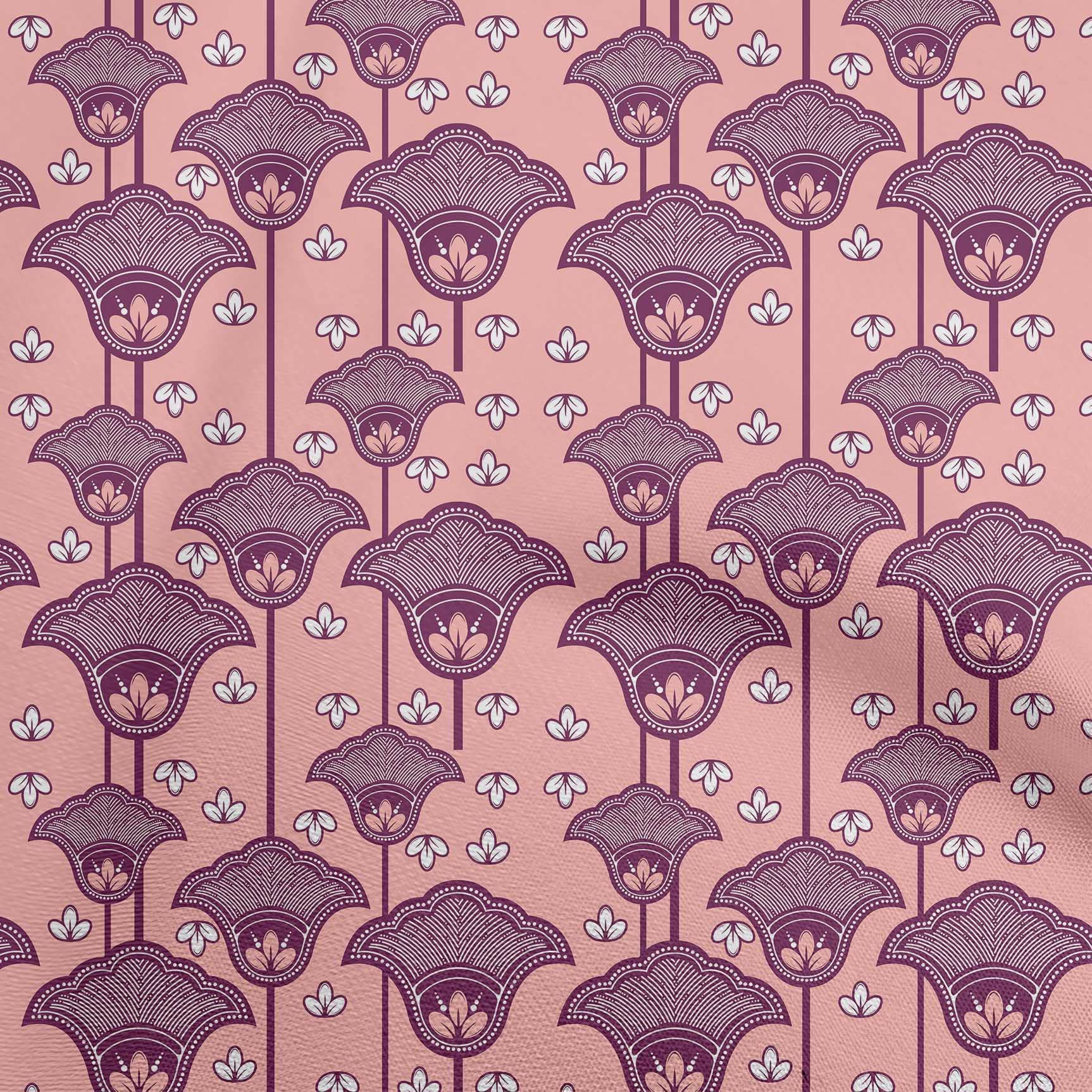 oneOone Viscose Jersey Fabric - Medium Pink Asian Block Print Dress Material (60
