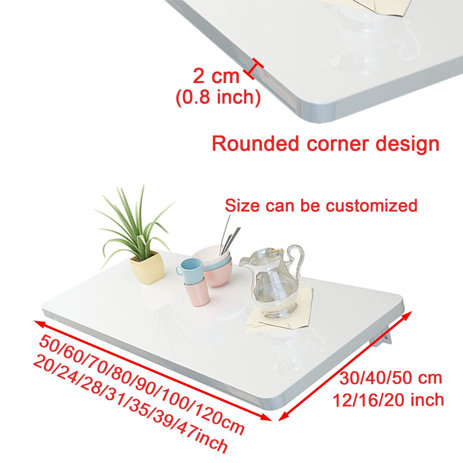 LIGUOYI Wall Mounted Folding Computer Desk - 20/21/39 Inch Space Saving Study Table, Solid Wood Dining Desk for Small Spaces - Perfect for Home Office, Bedroom, Bathroom or Balcony Workspace