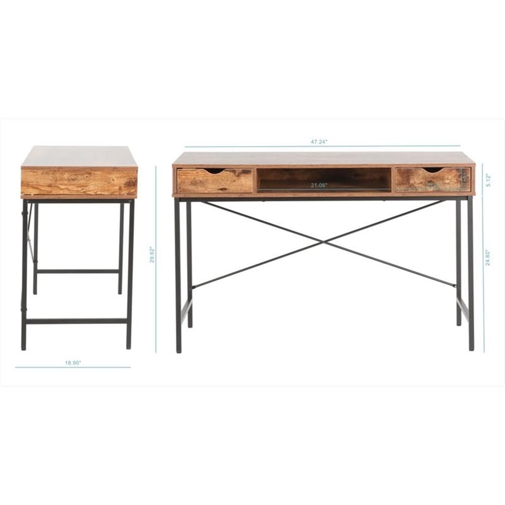 JJS 48-Inch Modern Writing Desk with Storage Drawers - Rustic Brown Home Office Computer Workstation for Laptops | Perfect for Small Spaces, Remote Work & Study Areas