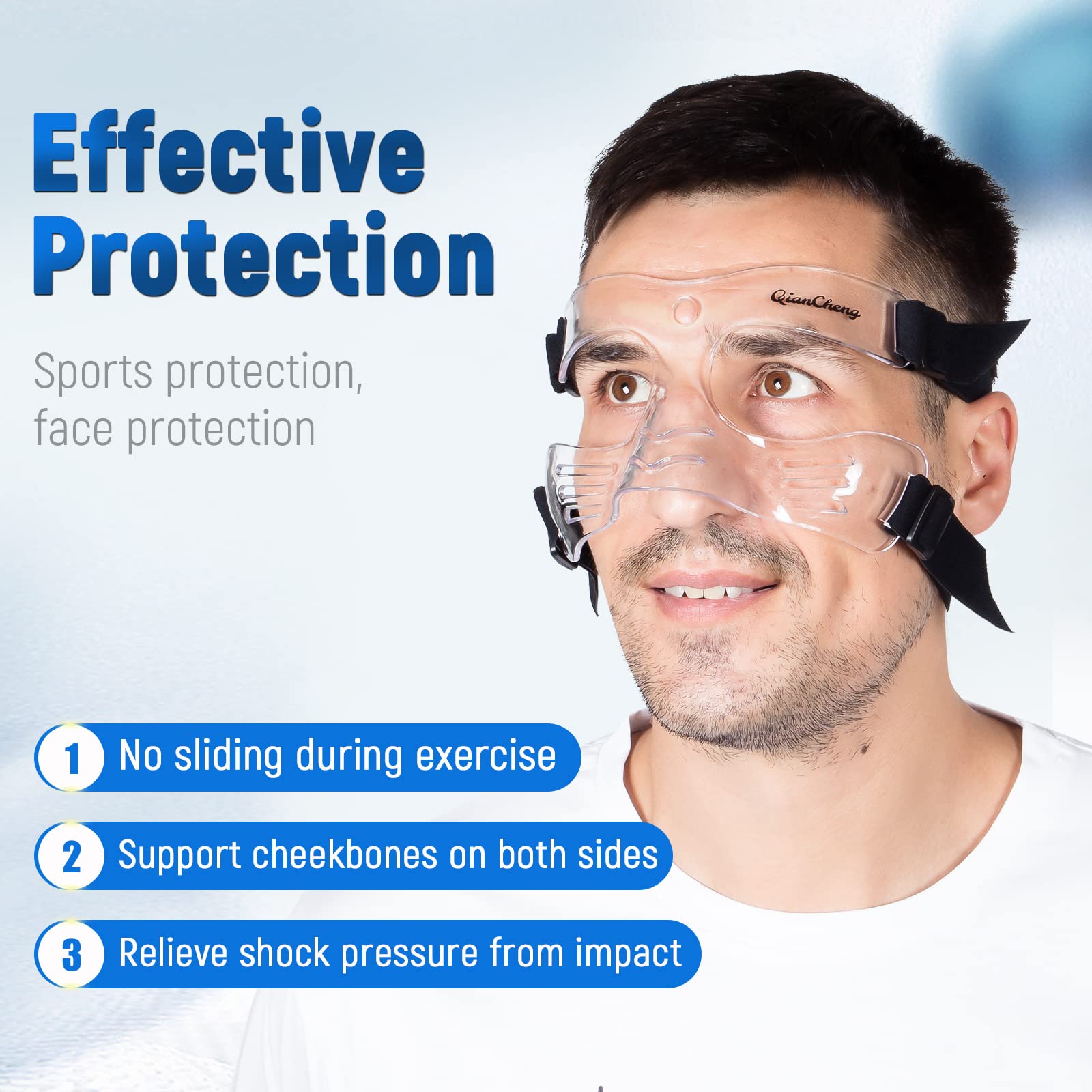 Adjustable Nose Guard Face Shield for Broken Nose - Comfortable Padding for Adults (QC-L5-L) - Ideal for Sports, Recovery & Daily Protection