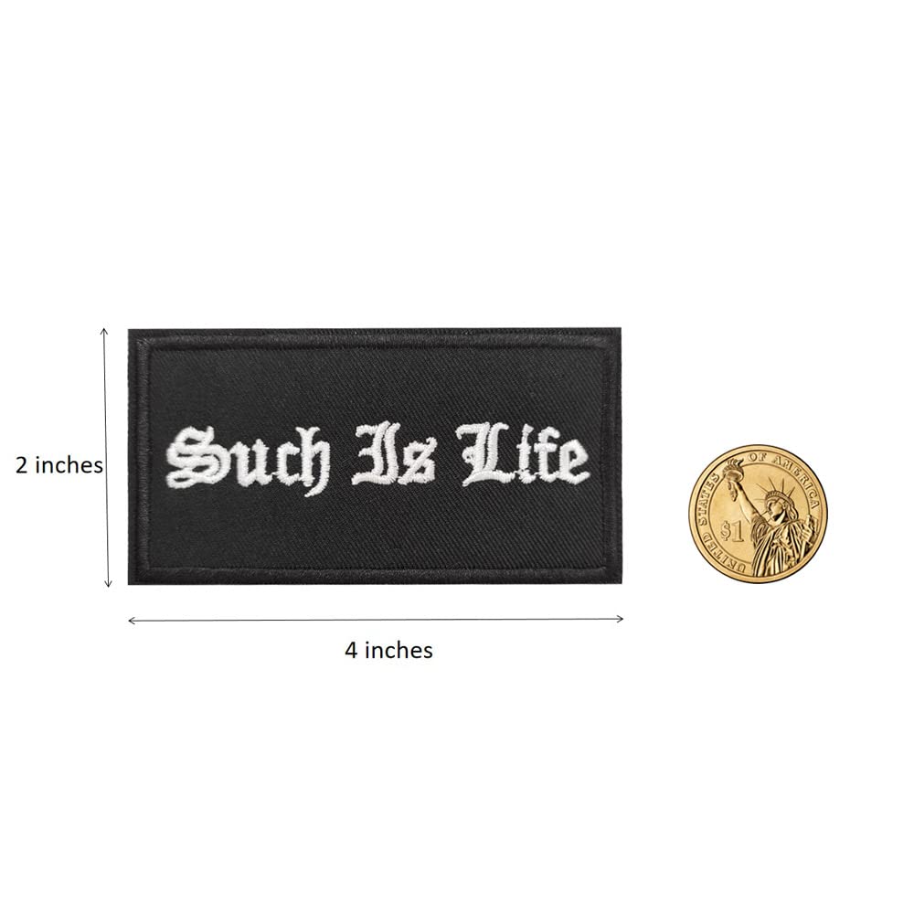 Such is Life Embroidered Iron-On Patch - Cute Mini Applique for DIY Crafts, Jackets, Backpacks & Denim - Funny Motivational Sewing Patches for Clothing & Accessories