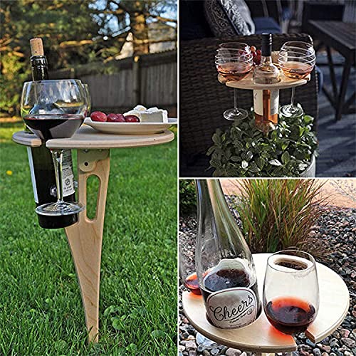 Portable Folding Wine Table with Glass Holder - Lightweight Outdoor Picnic Table for Camping, Beach, Garden & Travel | Perfect for Backyard BBQs, Beach Parties & Picnics