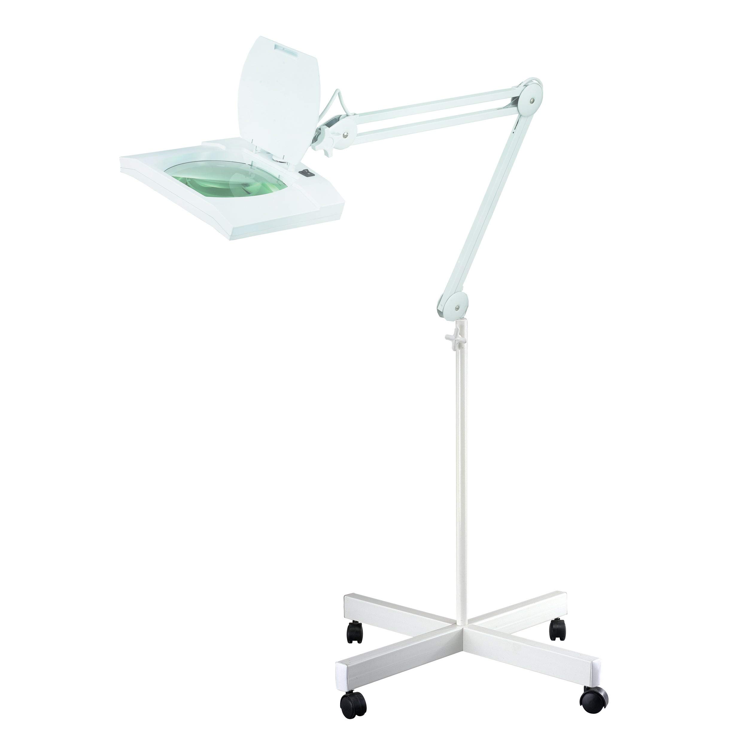 60-Inch Energy Saving White Fluorescent Magnifying Floor Lamp - Adjustable Brightness for Reading, Crafts & Hobbies | MISC USA Traditional Efficient Lighting for Home Office & Workshop
