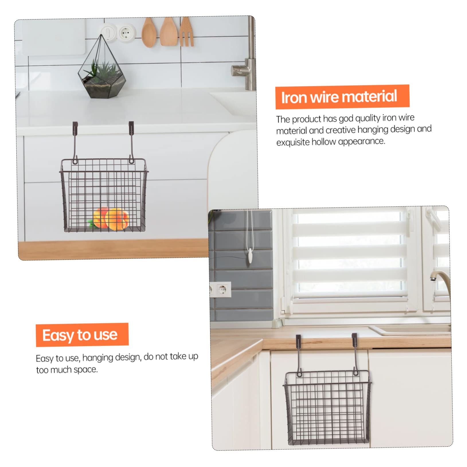 1pc Iron Wire Hanging Basket for Kitchen - Cabinet Door Storage Organizer for Food, Vegetables & Spices | Space-Saving Home Organization Solution for Pantry, Cupboard & Small Spaces