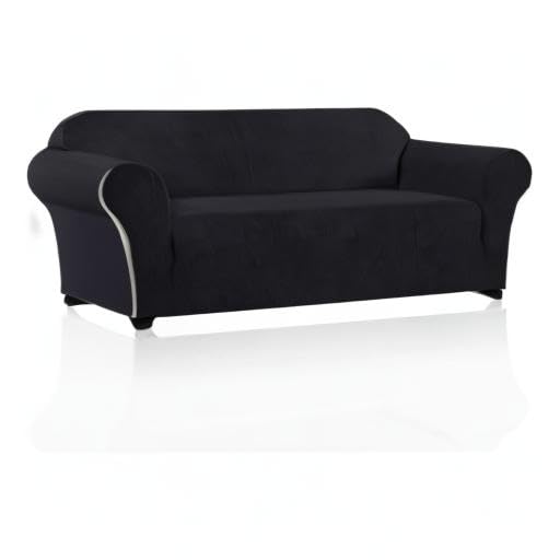 PrinceDeco Washable 3-Seater Sofa Slipcover - Pet Friendly, Extra Large Fitted Couch Cover for Oversized Couches - Furniture Protector Stays in Place (XL, Black) - Perfect for Living Rooms, Family Rooms & Pet-Friendly Homes