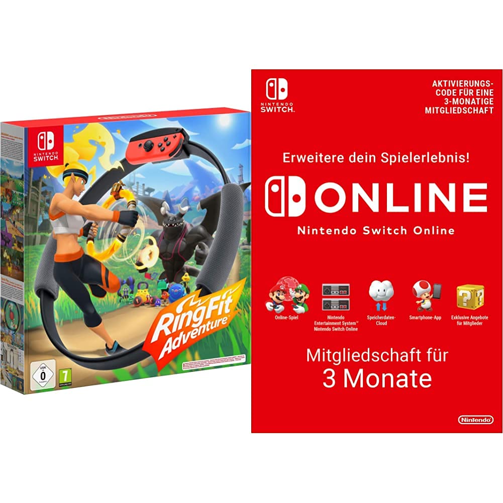 Ring Fit Adventure for Nintendo Switch - Fitness Game with Motion Controls & 3-Month Nintendo Switch Online Membership Digital Code | Home Workout, Family Fun, Interactive Exercise