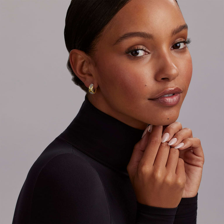 Two Tone X Huggie Earrings - Gold & Silver Hoop Earrings for Women, Minimalist Everyday Jewelry - Perfect for Work, Date Night & Casual Outings