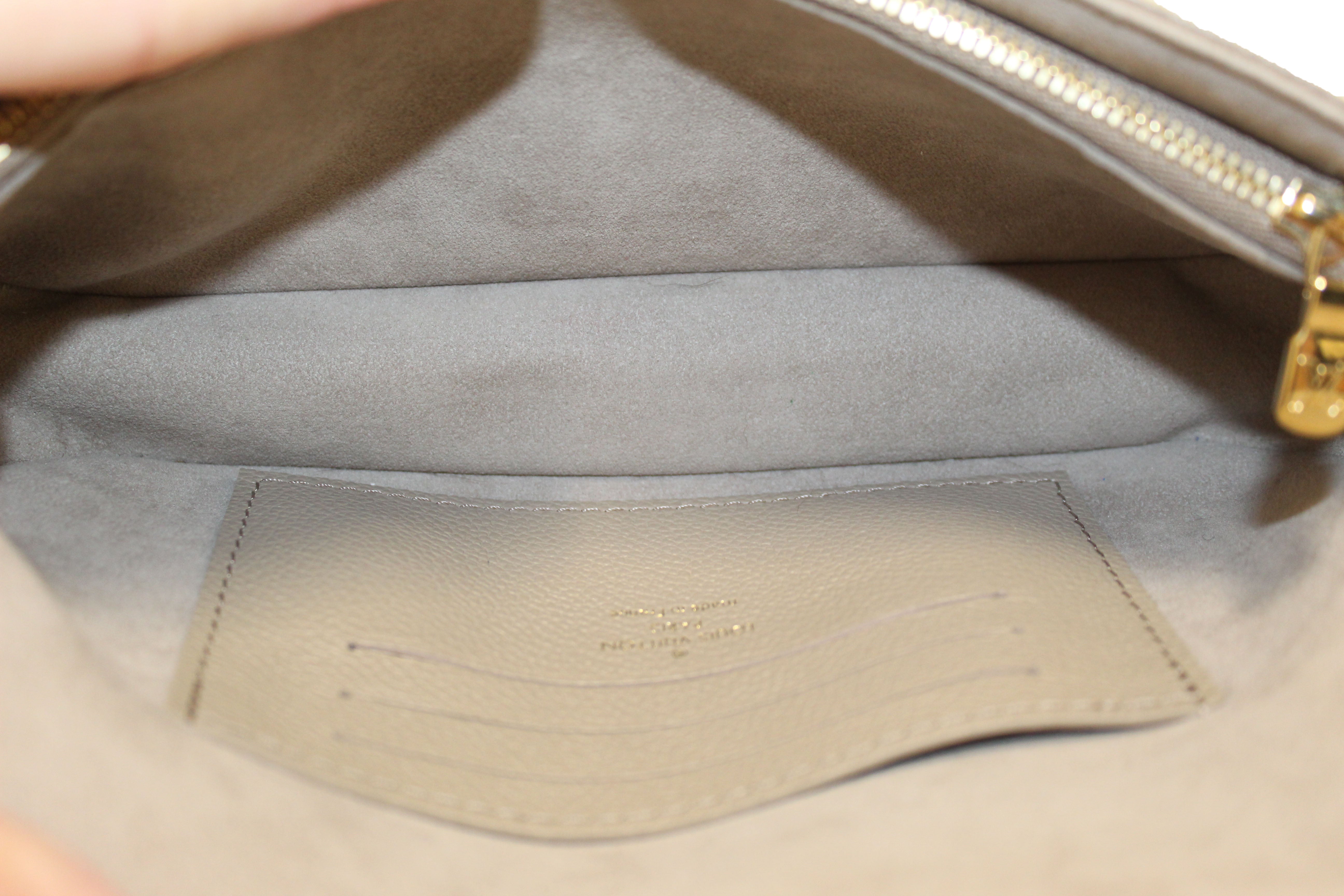 Authentic Louis Vuitton Grey & Cream Bicolor Monogram Empreinte Wallet on Chain Ivy Crossbody Bag - Perfect for Date Night & Evening Events