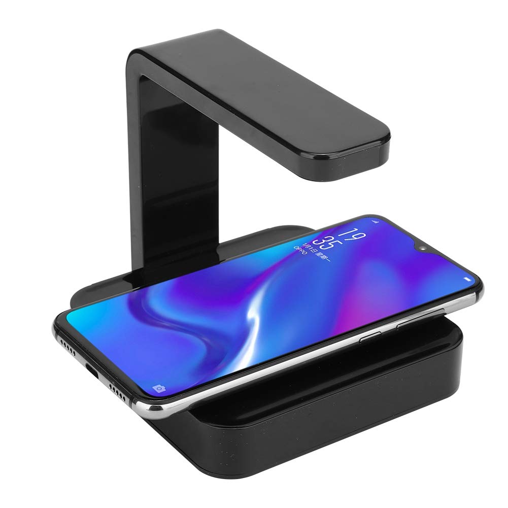 Wireless Charger & Screen Cleaner for iPhone, Samsung, Android Phones - Fast Qi Charging Station & Microfiber Cleaning Pad for Home, Office, Car Use (Black)