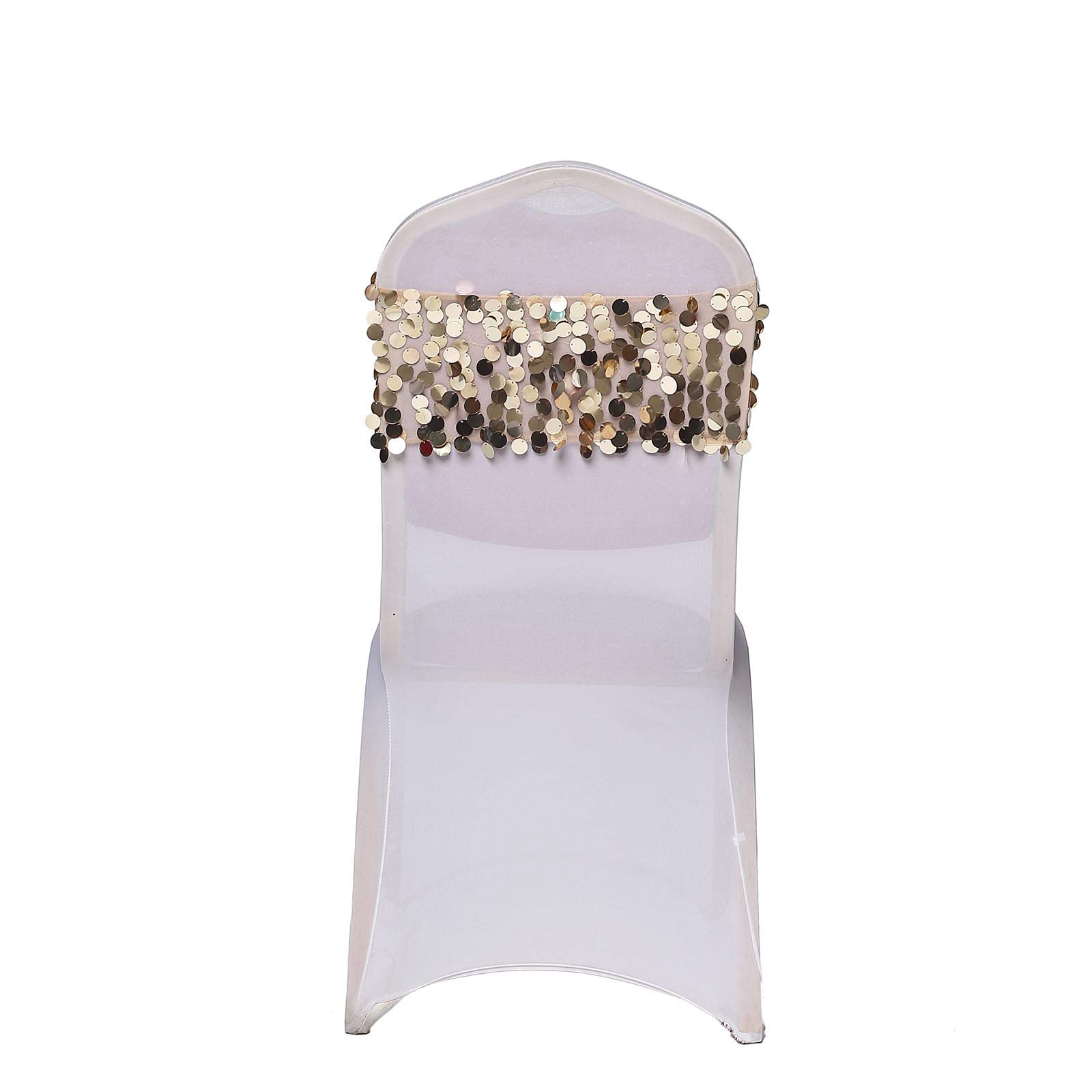 50 Pcs 10-Inch Wide Champagne Sequin Chair Sashes - Elegant Wedding Party Decor, Reception Table Runner, Banquet & Home Decoration Supplies - Perfect for Weddings, Anniversaries, and Special Events