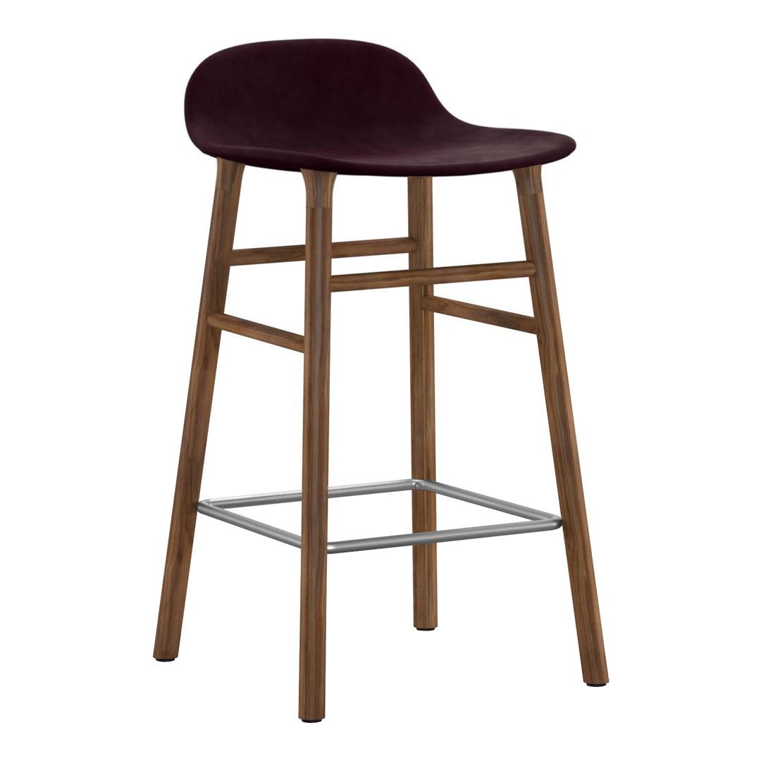 Modern Form Bar Stool with Wooden Legs & Upholstered Seat - Perfect for Kitchen Islands, Home Bars & Dining Counter Height Tables