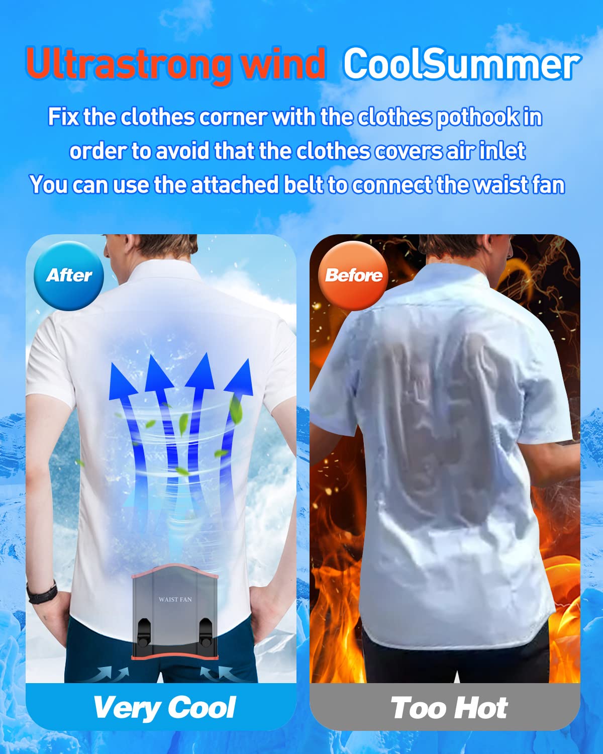 Upgraded Portable Waist Fan with Adjustable Belt - 10X Strong Wind, 12000mAh Battery (40+ Hours) - Perfect for Outdoor Work, Camping, Travel & Fishing - Stay Cool During Hiking, Gardening, and Sports Activities