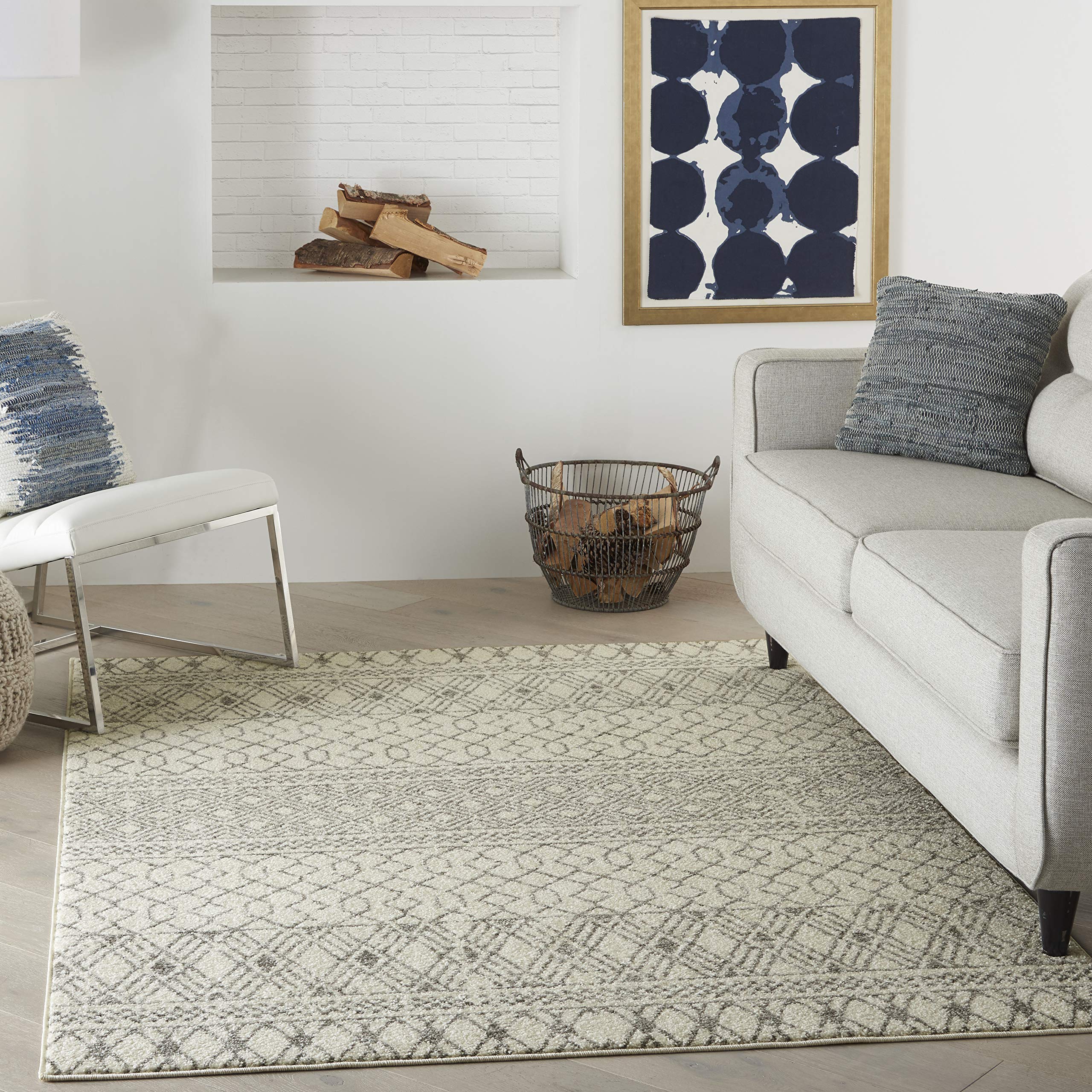 Nourison Passion Geometric Ivory/Grey 3'9