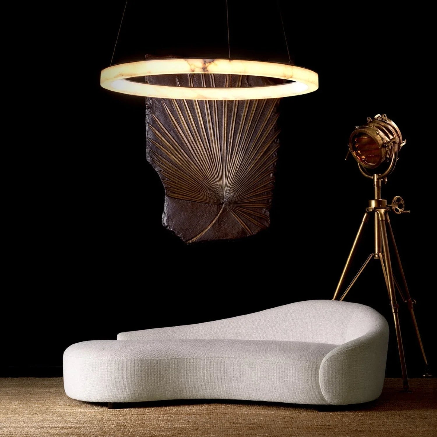 Raymond Modern Round Alabaster Pendant Chandelier - Elegant Lighting Fixture for Living Room, Dining Room & Bedroom | Dimmable Hanging Light for Home Decor