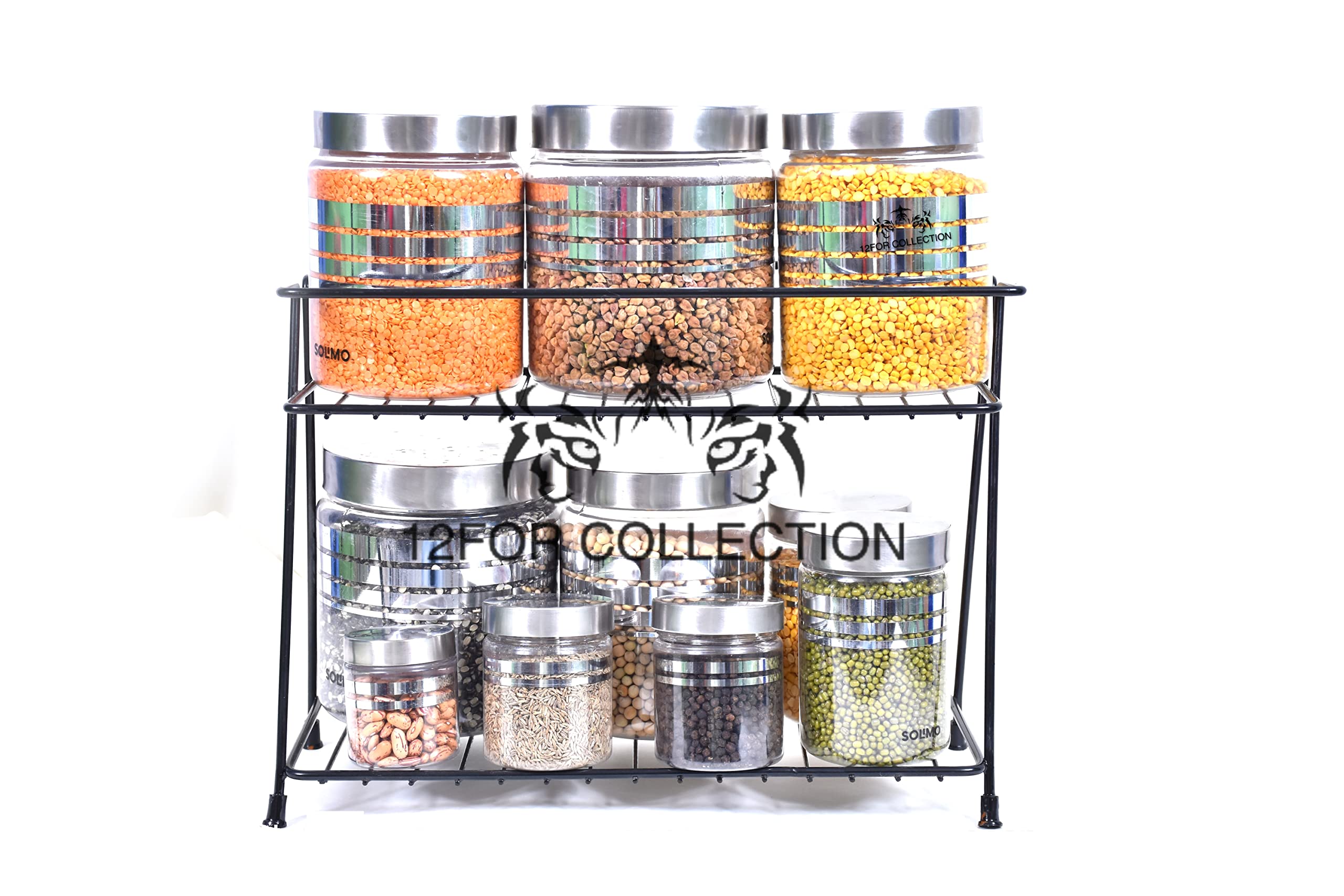 CR18 COLLECTION Black 2-Tier Kitchen Rack Organizer - Space Saving Trolley Basket for Utensils, Dishes & Plates - Perfect for Small Kitchens, Pantries & Dining Areas