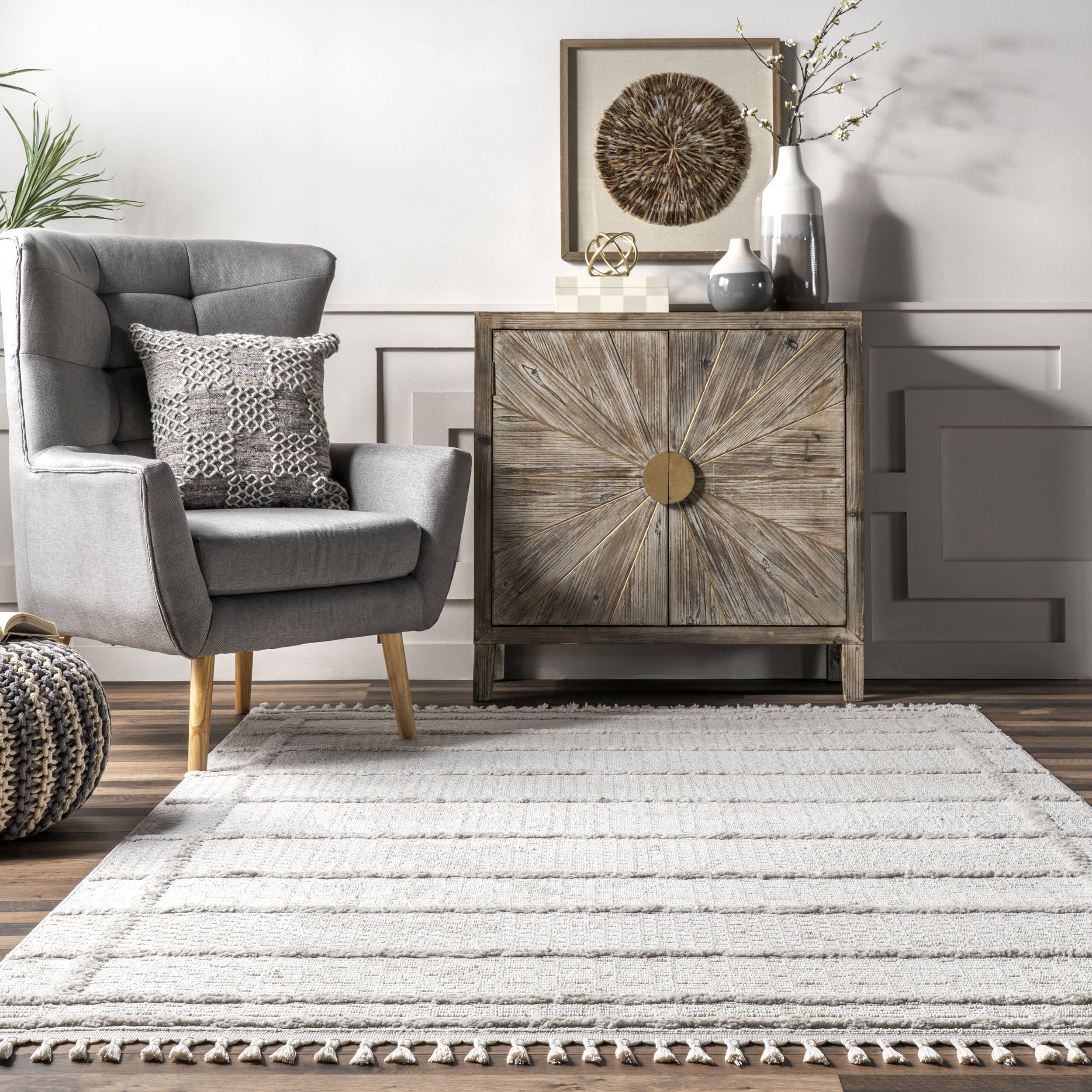Christin Crosshatch Rug - Soft and Durable Beige Area Rug for Living Room, Bedroom, or Office | Home Decor & Floor Covering