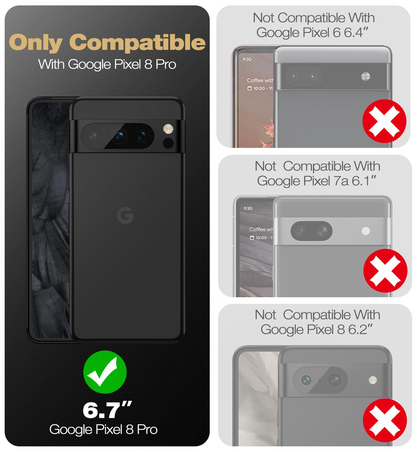 Dexnor Rugged Case for Google Pixel 8 Pro with 2 Pack Screen Protectors, Heavy Duty Shockproof Bumper Cover with Kickstand - Perfect for Outdoor Activities, Work, and Daily Protection