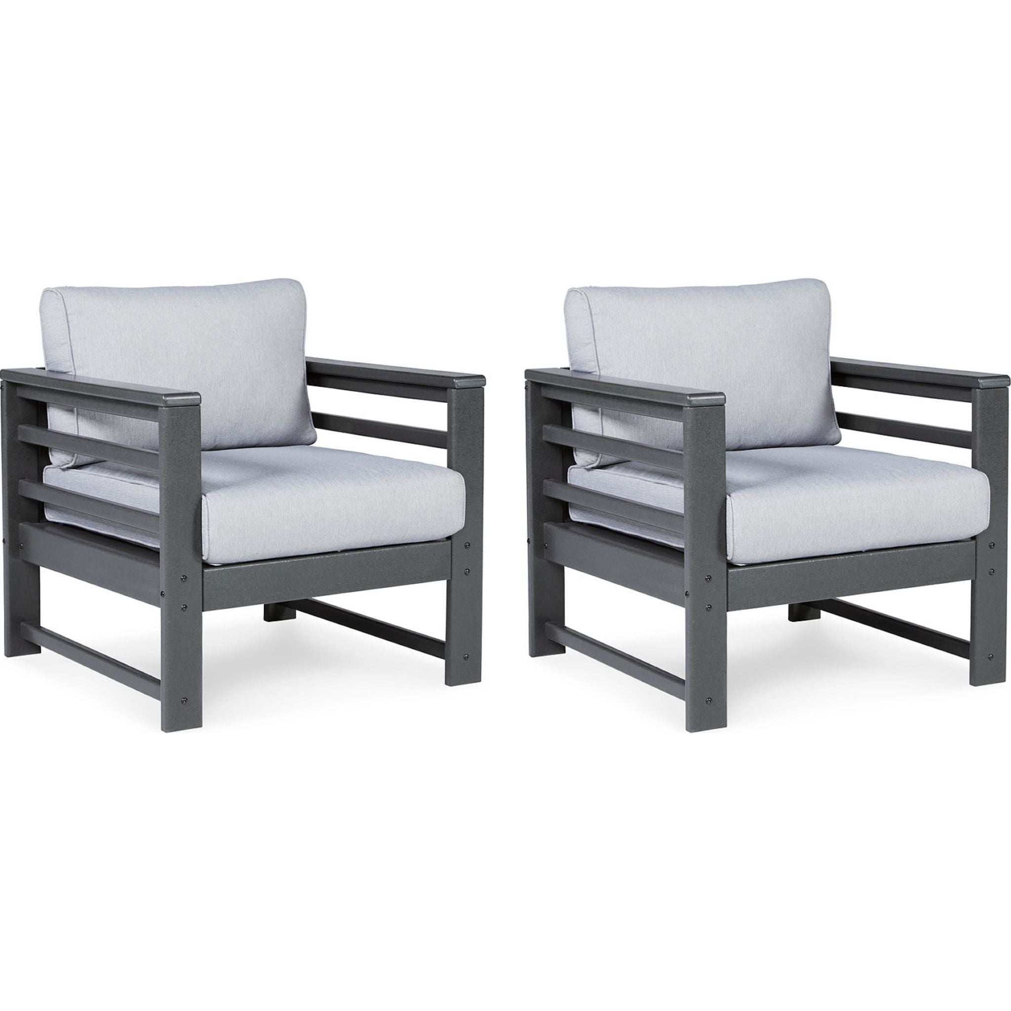 Amora Outdoor Lounge Chair with Cushion (Set of 2) - Water-Resistant, Foldable Patio Furniture for Poolside, Garden & Backyard Relaxation - Charcoal Gray
