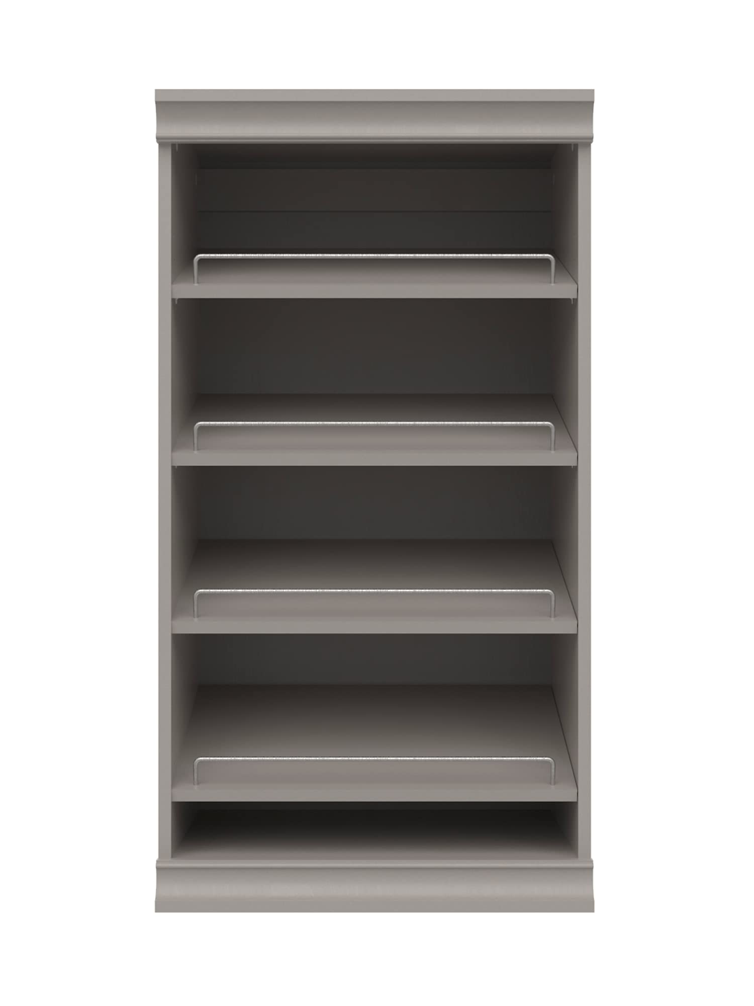 ClosetMaid Modular Storage Shelf Unit with Angled Shoe Shelves - Space Saving Closet Organizer for Shoes, Handbags & Accessories - Taupe Finish for Bedroom, Closet or Entryway Organization