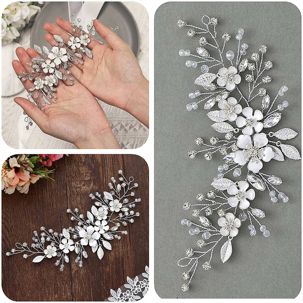 ISLHJDD Crystal Flower Wedding Hair Vine - Elegant Bridal Hair Clip, Prom Hair Accessories & Headband for Women & Girls - Perfect for Weddings, Proms & Special Occasions