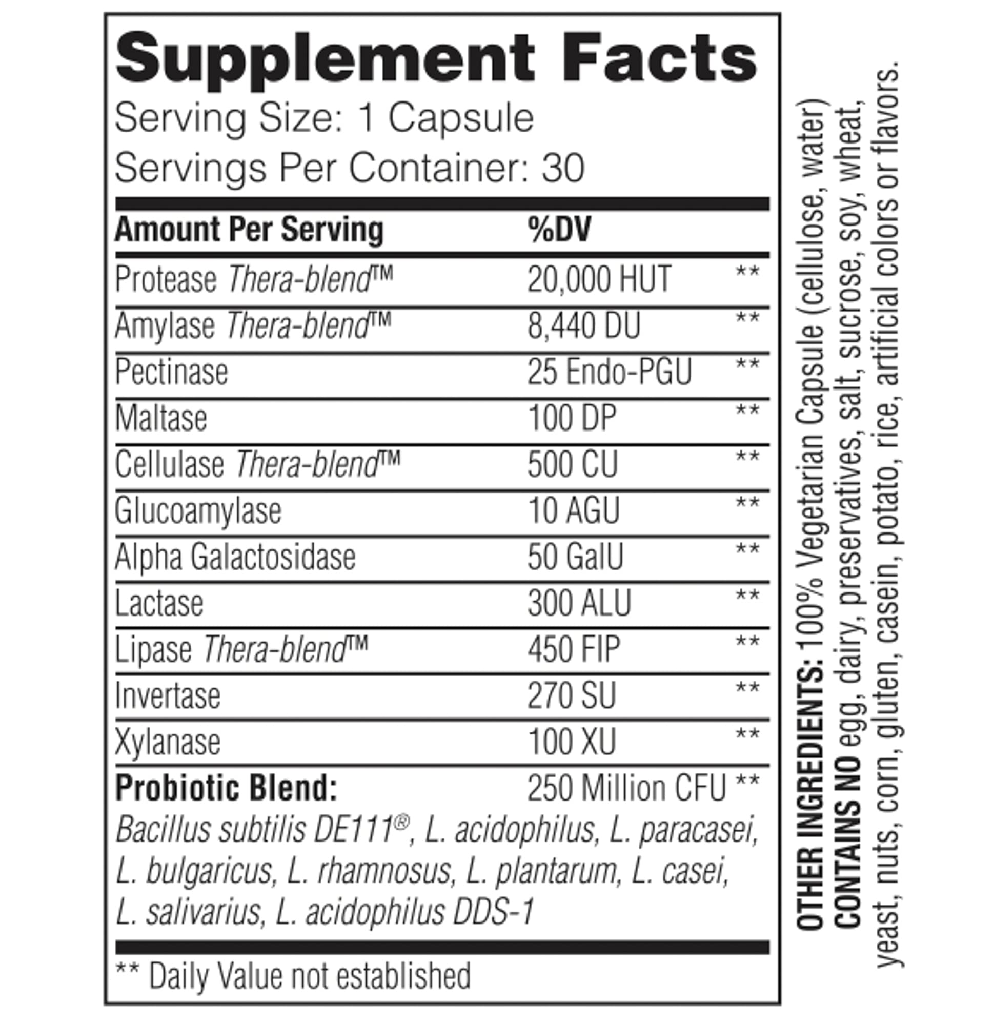 Enzymedica Digest Basic + Probiotics 30 Capsules - Digestive Enzyme Supplement with Probiotics for Gut Health & Bloating Relief - Supports Digestion After Meals & Travel