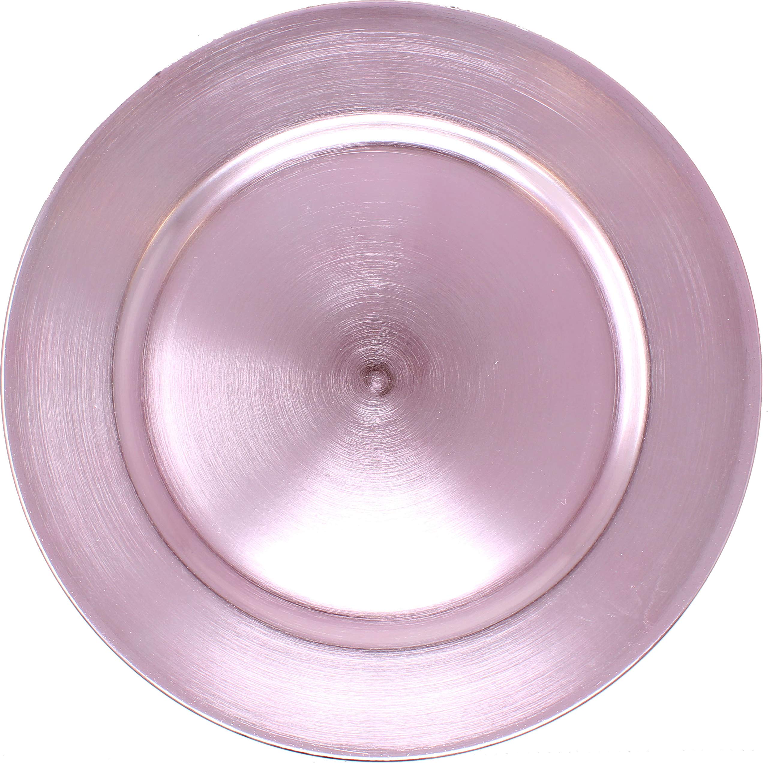 Ms Lovely Metallic Foil Charger Plates - Set of 6 - Premium Thick Plastic Dinner Plates - Elegant Blush Pink - Perfect for Weddings, Parties & Formal Dining