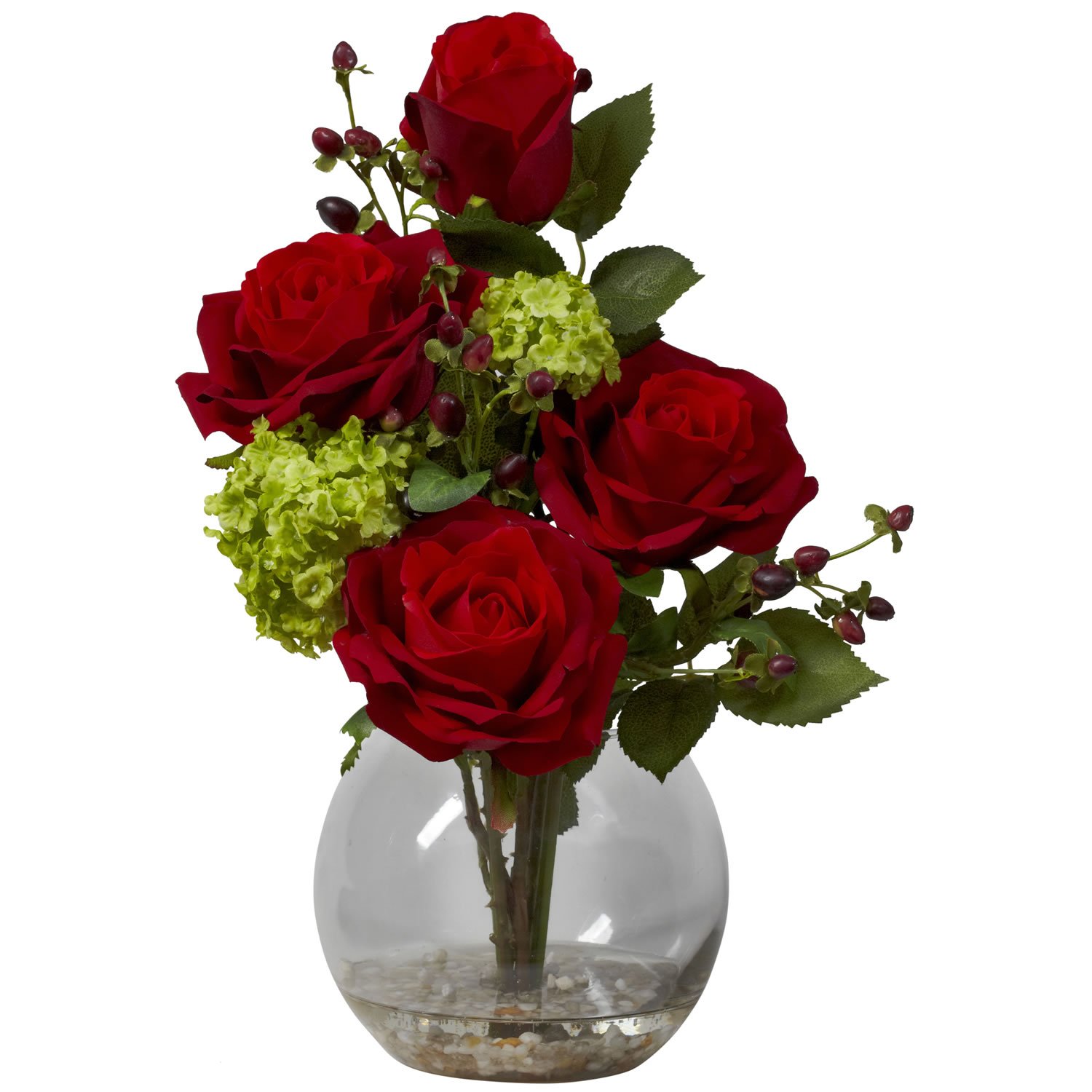 Nearly Natural Silk Rose & Hydrangea Flower Arrangement - Realistic Artificial Floral Centerpiece for Home Decor, Wedding, Office & Tabletop Display