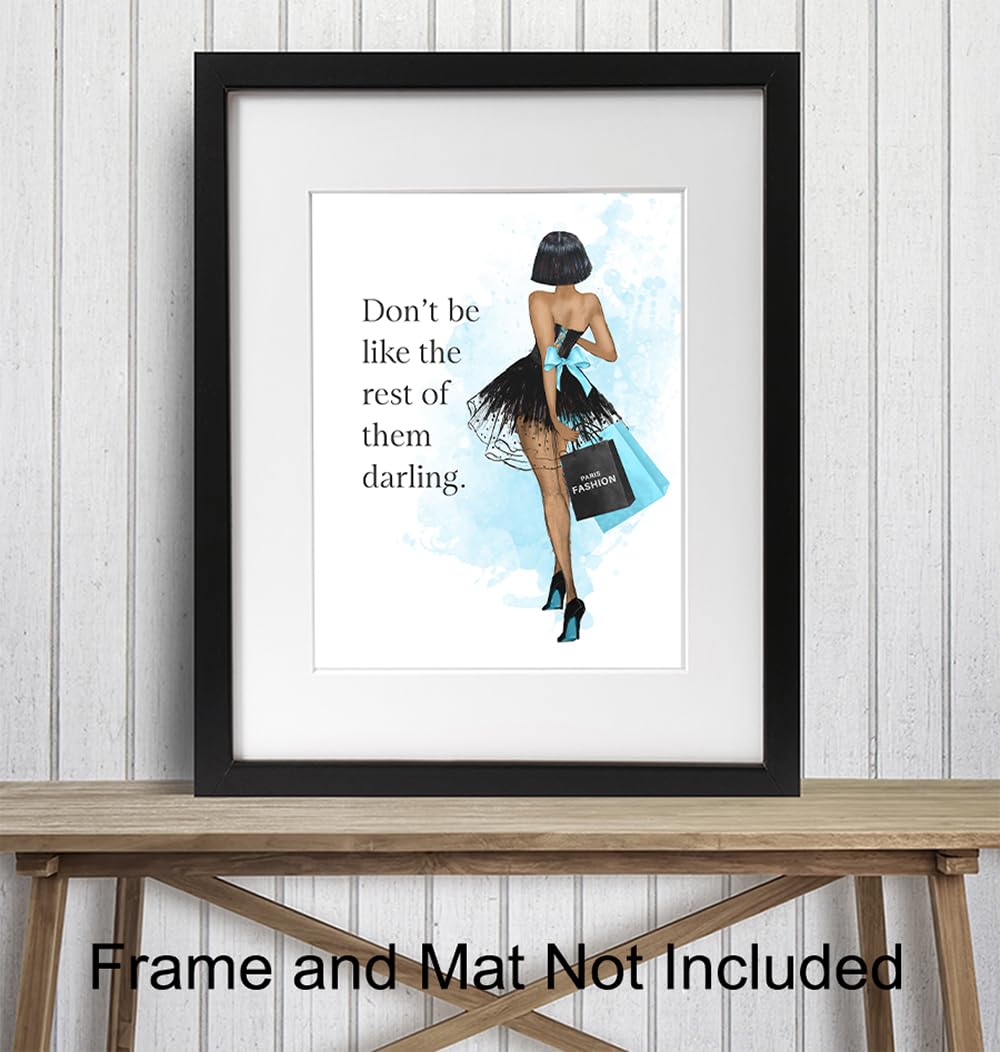 Inspirational Motivational Quote Wall Art - Luxury Gift for Black African American Women & Teens - Glam Wall Decor - Positive Quotes - Blue Home Decor for Bedroom & Living Room - Perfect for Daily Motivation & Stylish Interior Design
