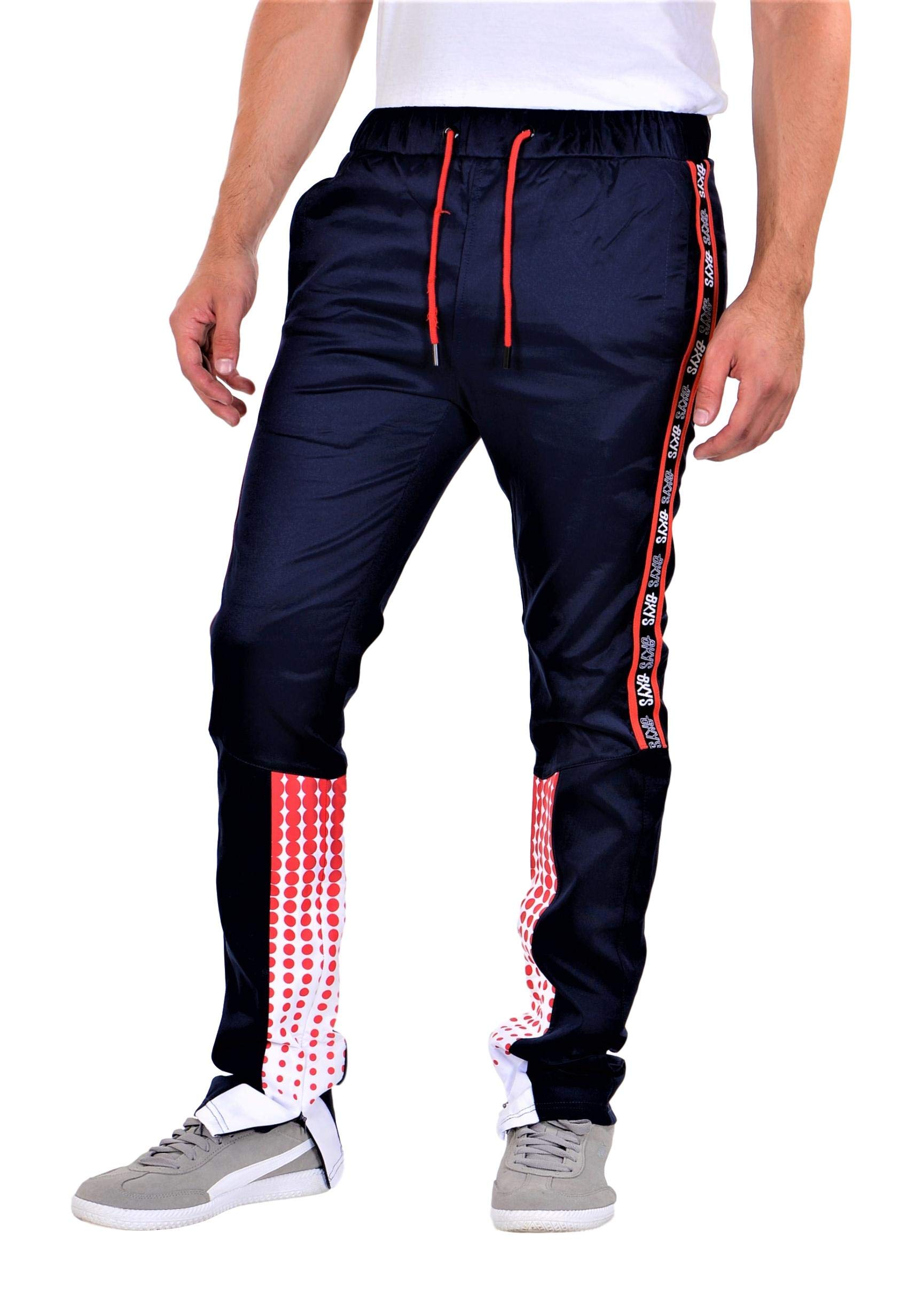BKYS Men's Futura Windbreaker Pants - Lightweight Water-Resistant Joggers for Running, Hiking & Outdoor Activities - Navy Blue Athletic Trousers