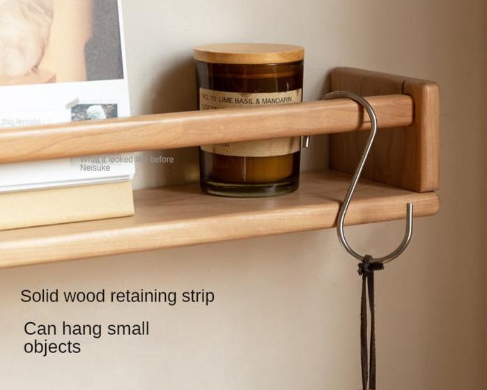 Premium Black Walnut & Cherry Solid Wood Wall Mounted Shelf - Rustic Hanging Storage Bookshelf for Living Room, Bedroom, or Office Decor