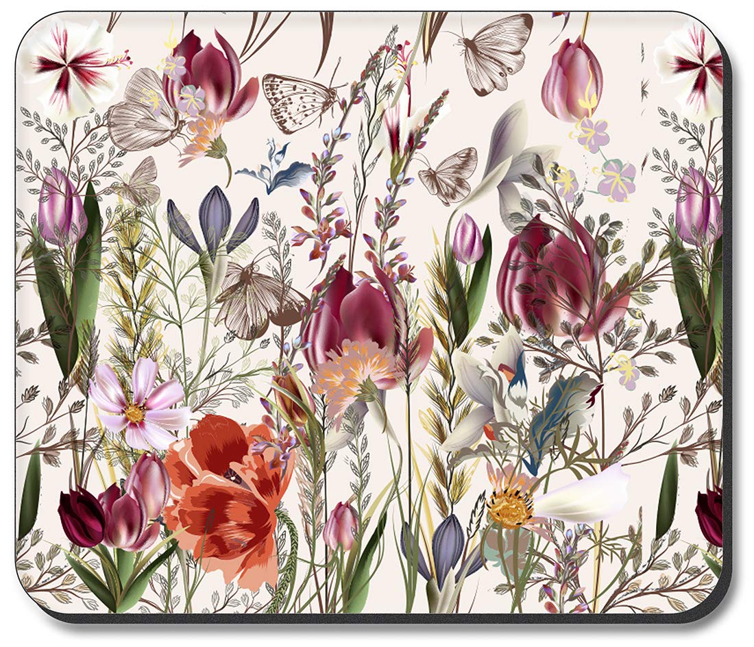 Floral Butterfly Art Plates Mouse Pad - Non-Slip Gaming & Office Desk Mat for Computers, Laptops - Perfect for Home, Work & Gaming Setups