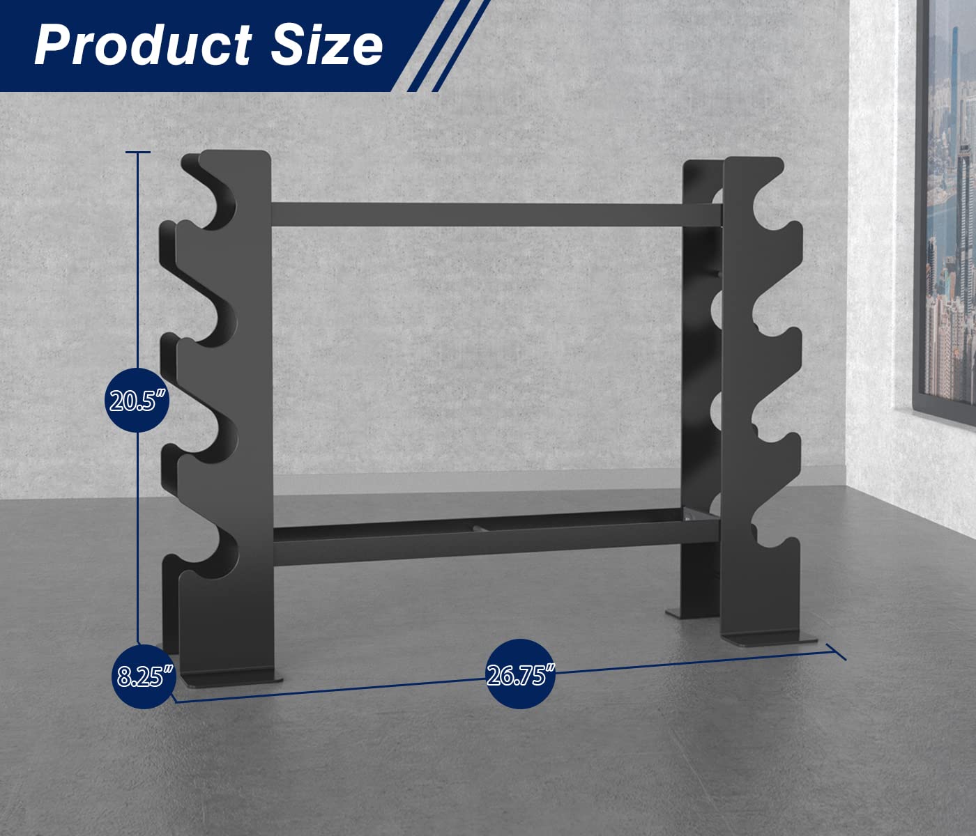 DONOW 2-Tier Compact Dumbbell Rack Stand for Home Gym - Space-Saving Dumbbell Storage Organizer (26.75
