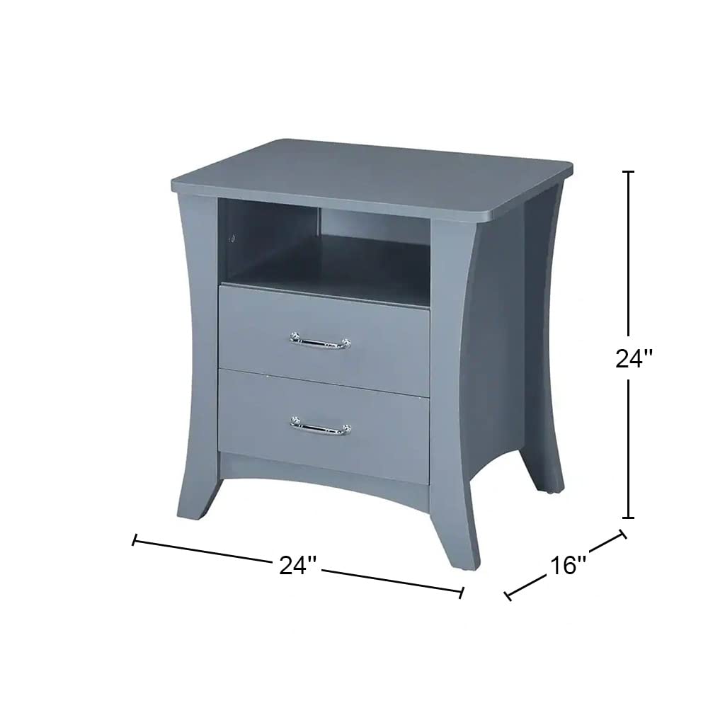 Simple Relax 2-Drawer Nightstand, Grey - Modern Bedside Table with Storage for Bedroom, Living Room & Office - Compact Night Stand with Smooth Gliding Drawers for Easy Organization
